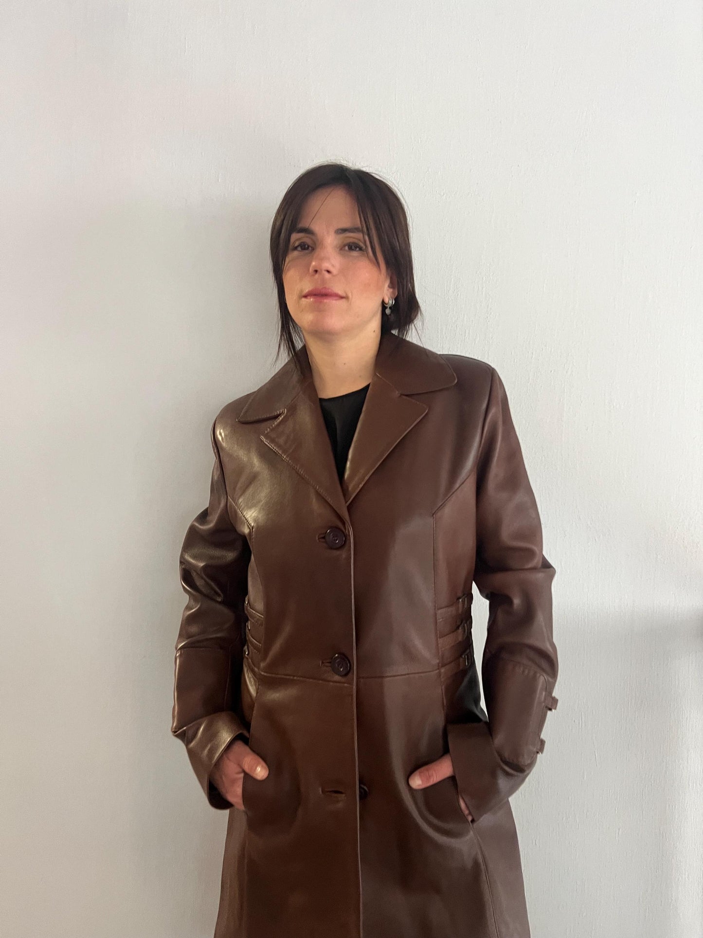 Handmade Nappa Lamb Leather Coat - Tobacco Brown - Made in Greece