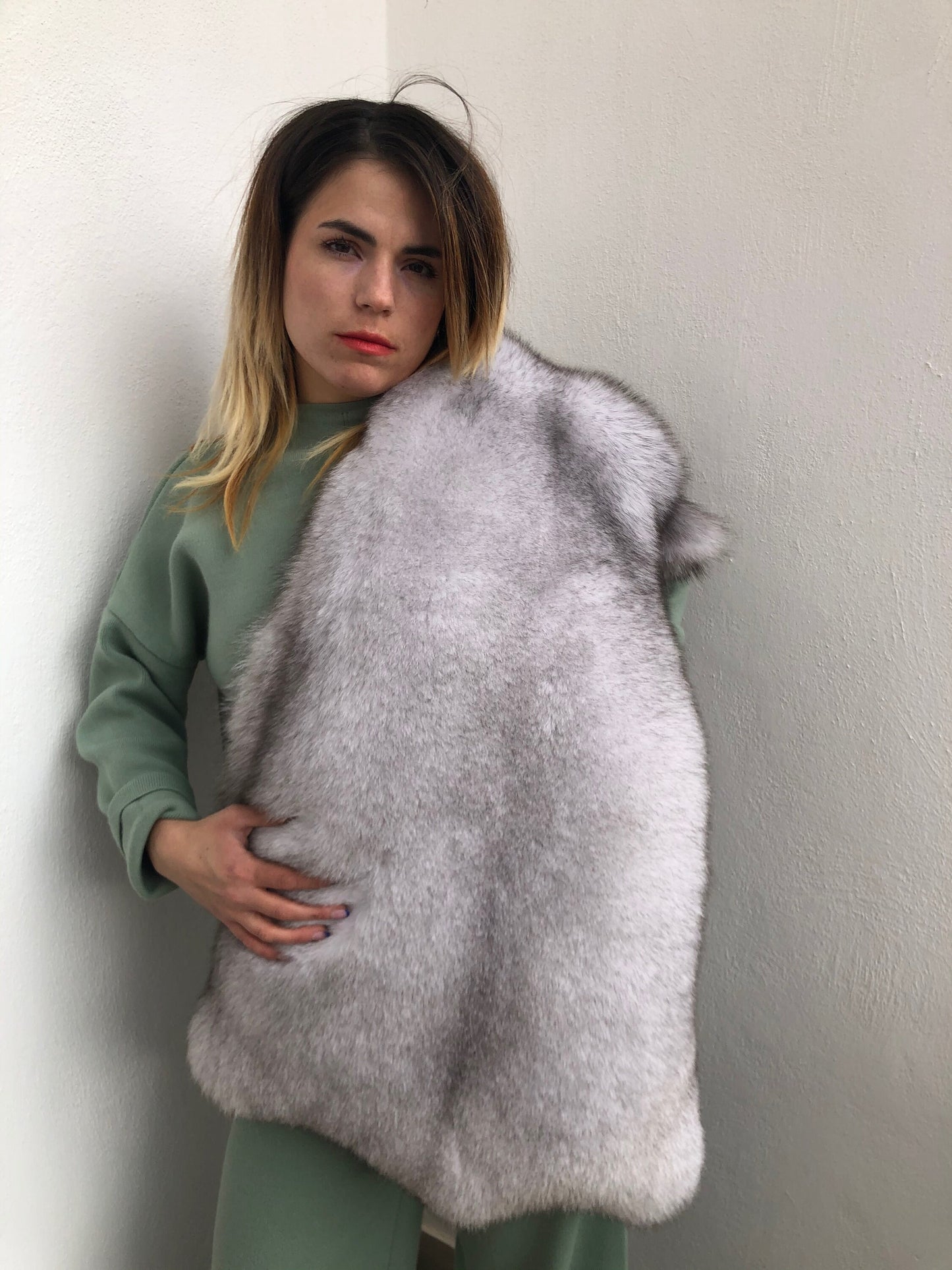 Genuine Blue Fox Fur Pelt: Luxury DIY Craft Material huge skin from Saga auction.
