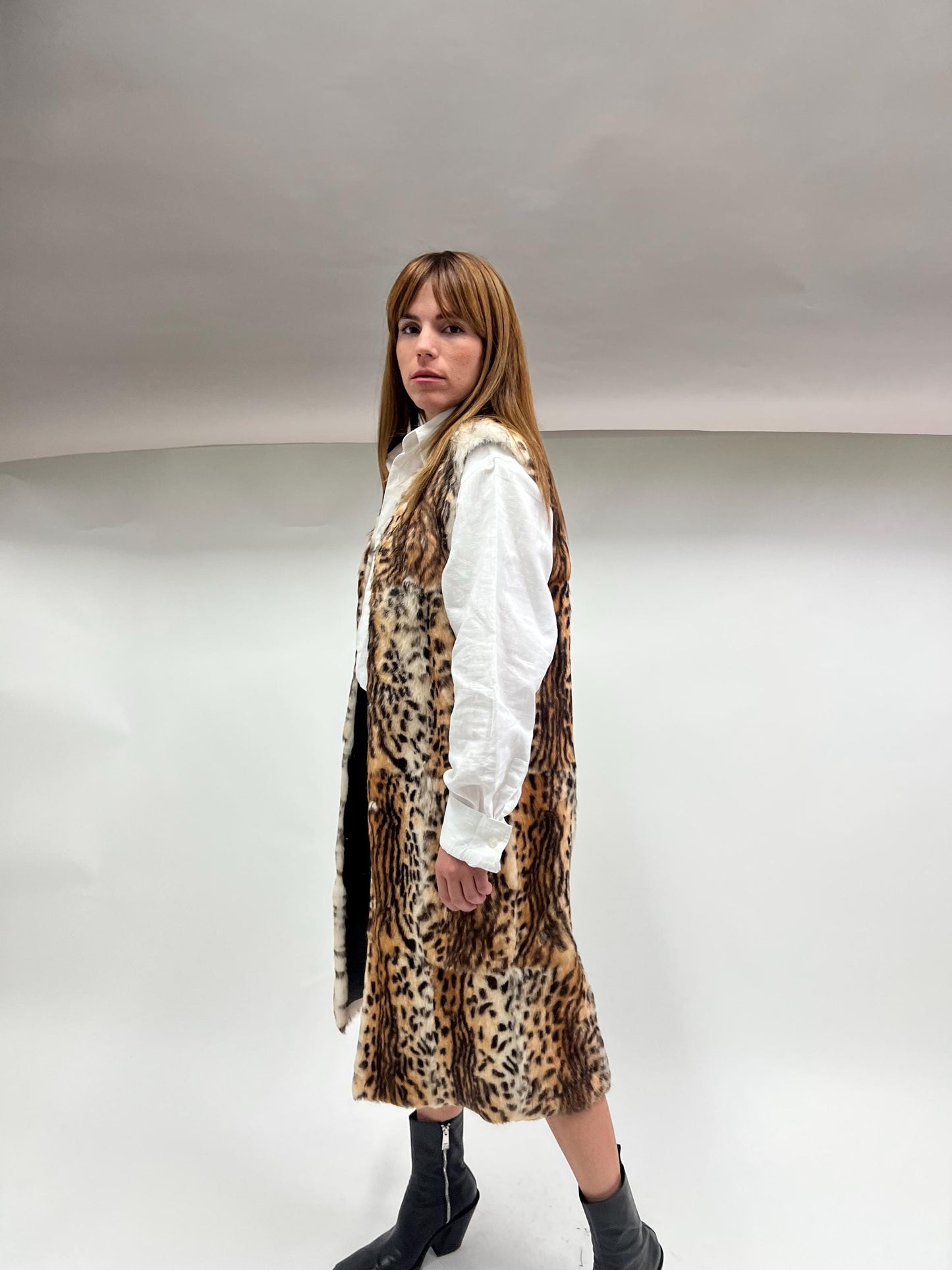 Leopard Print Rabbit Fur Vest - Edgy Style Jacket