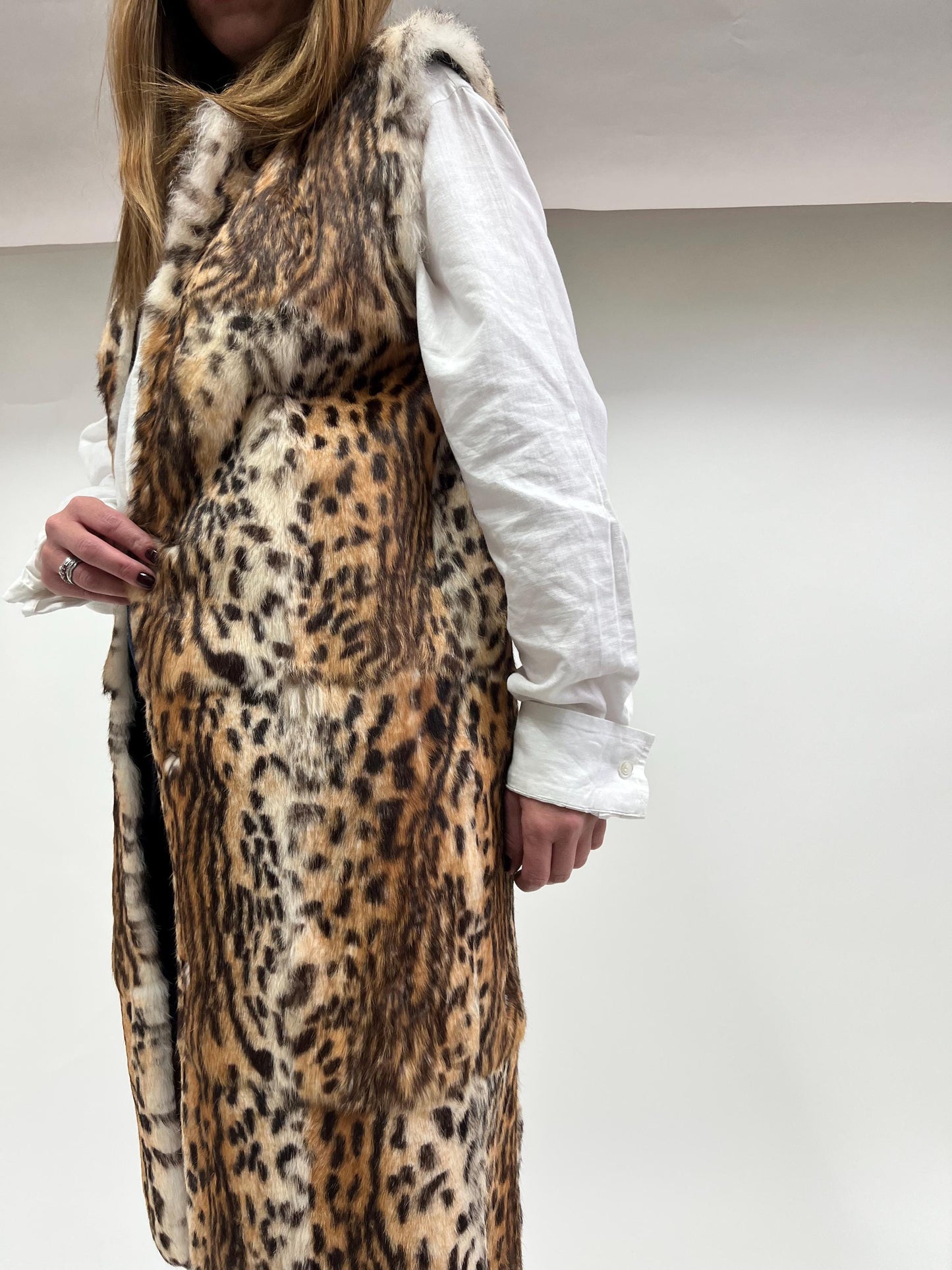 Leopard Print Rabbit Fur Vest - Edgy Style Jacket