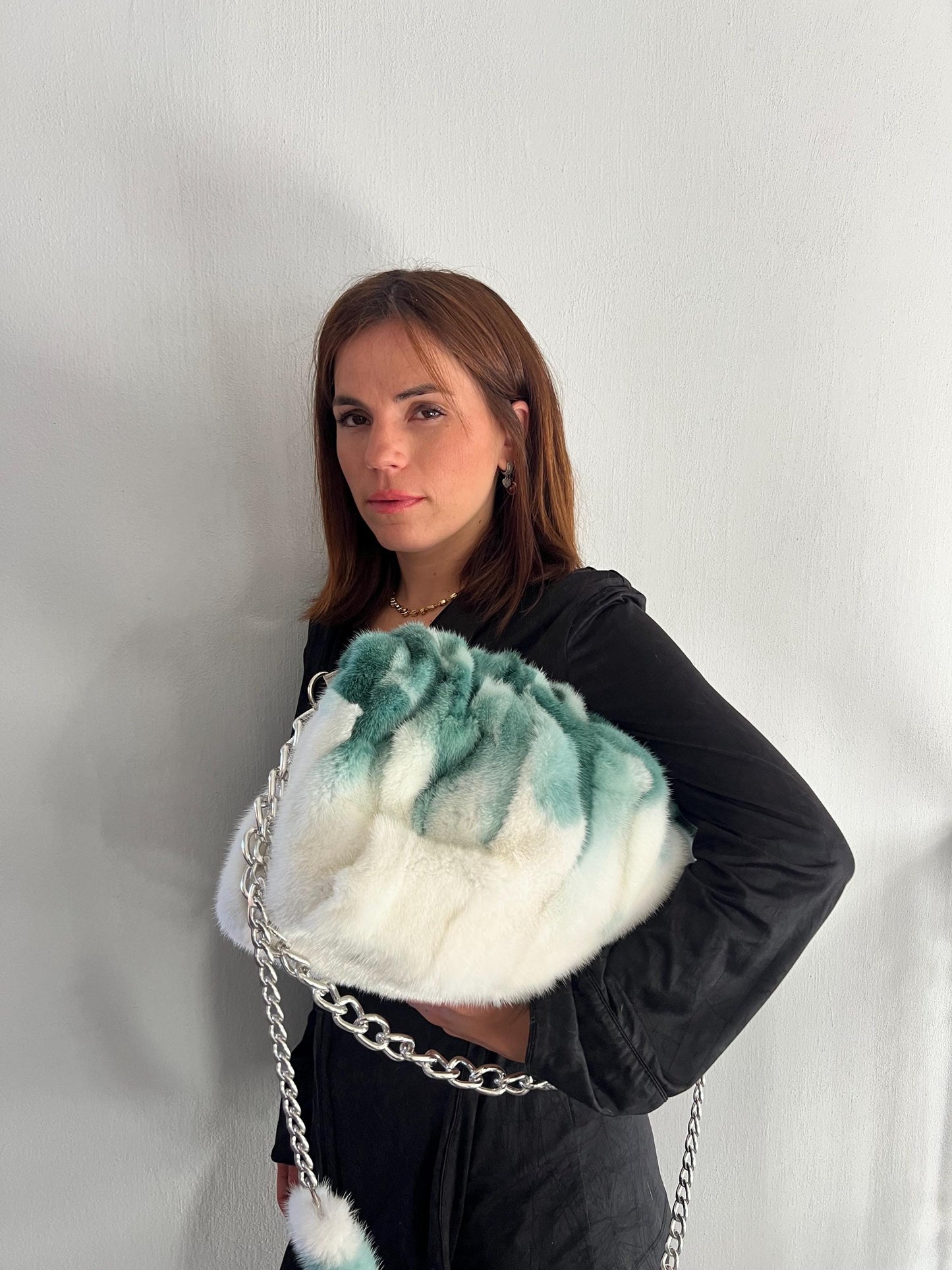 Handmade Mink Fur Slouchy Shoulder Bag: Luxury Cross-body Purse
