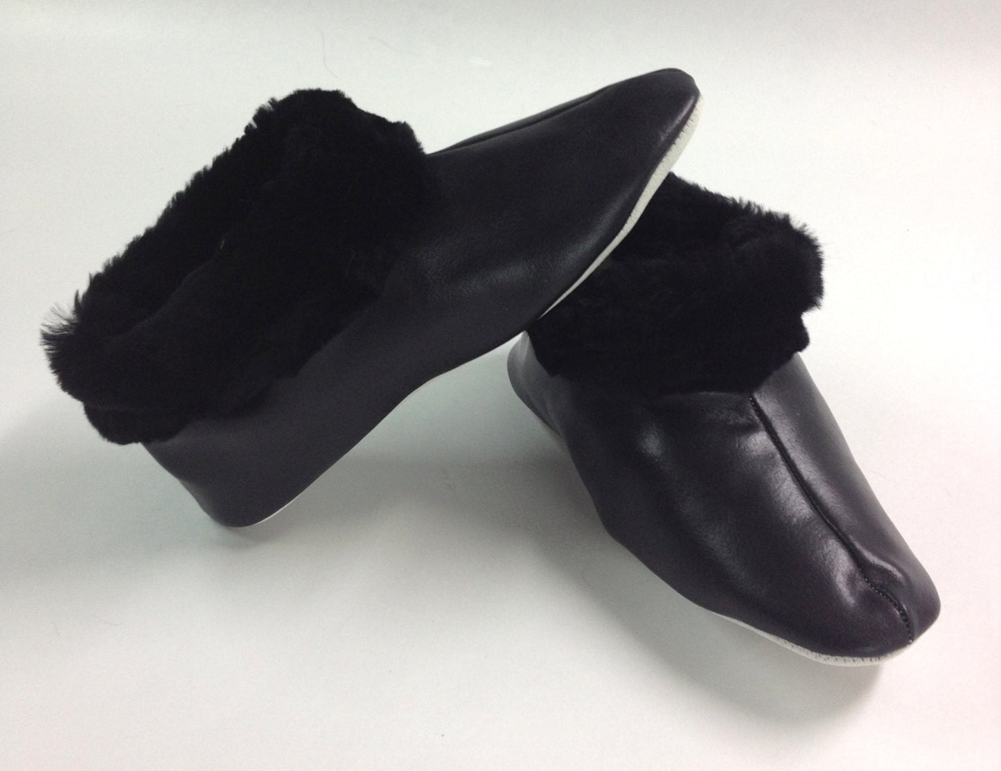 Black Shearling Slippers: Genuine Sheepskin Fur Shoes