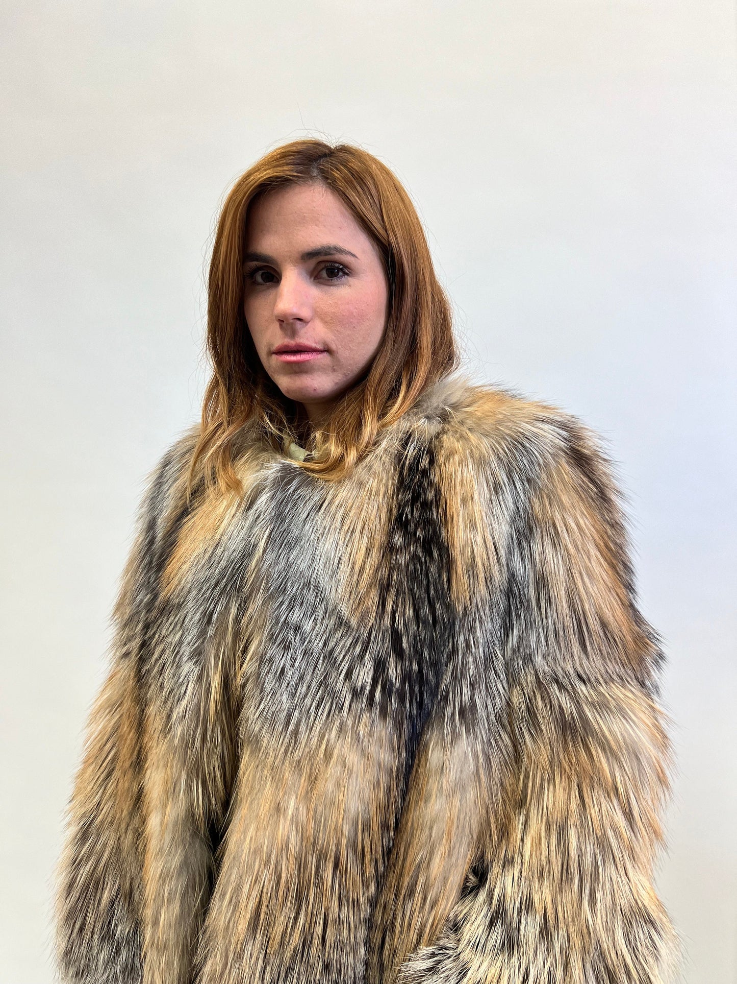 Real Gold Cross Fox Fur Jacket - Stylish Luxury Gift
