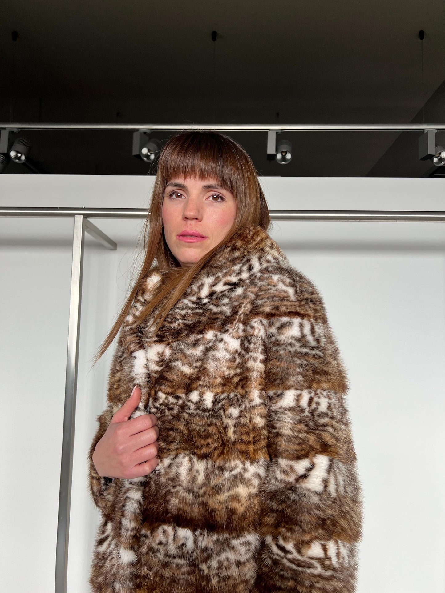 Leopard Print Rabbit Fur Coat: Reversible Dyed Jacket, Medium