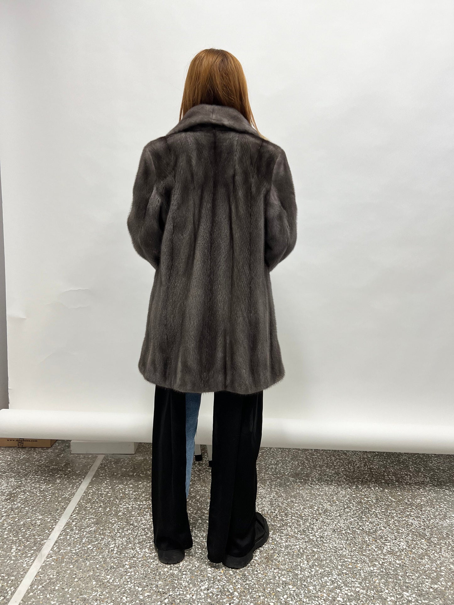 Saga Mink Fur Coat: Blue Iris Notch Collar, Let Out Technique