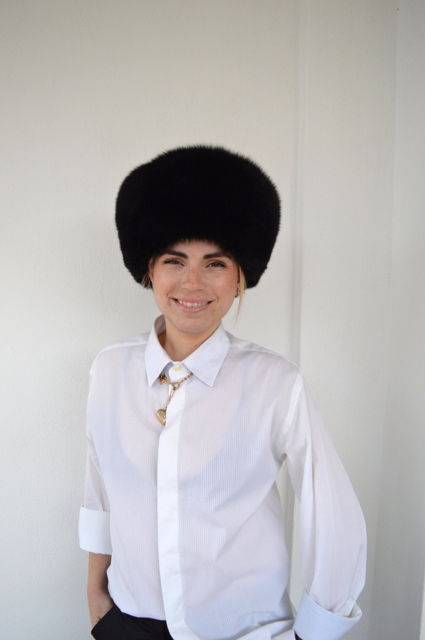 Real Black Fox Fur Cossack Hat: Winter Head Warmer