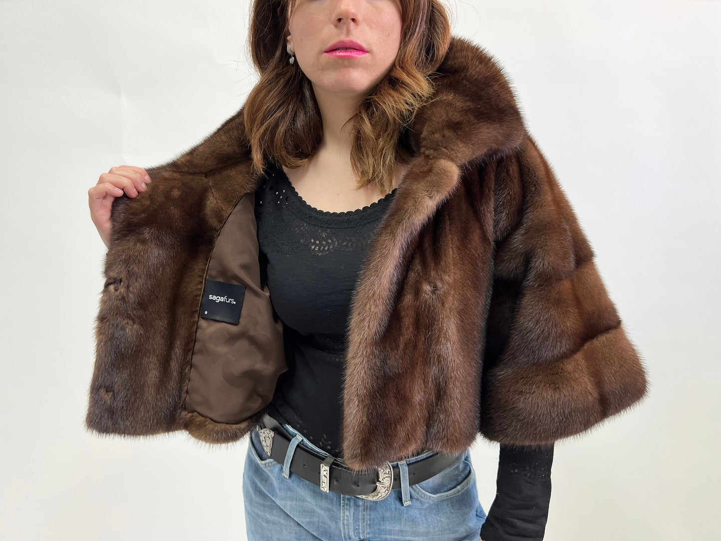 Saga Demi Buff Mink Fur Bolero Jacket - XS/S/M
