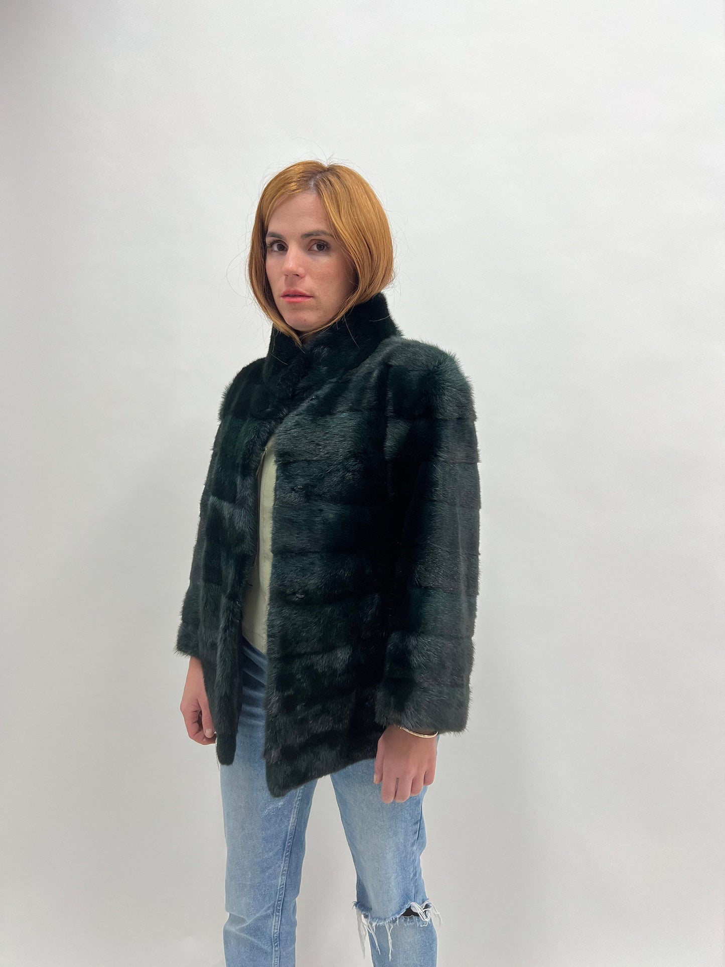 Emerald Dyed Mink Fur Jacket: Lightweight Full Skin Coat