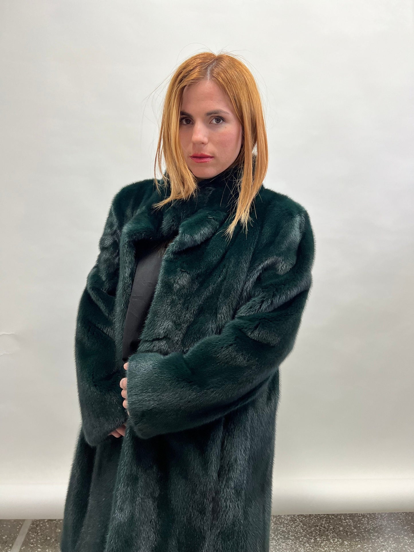 Emerald Green Mink Fur Coat - Full Skin Let Out - Size M/L/XL