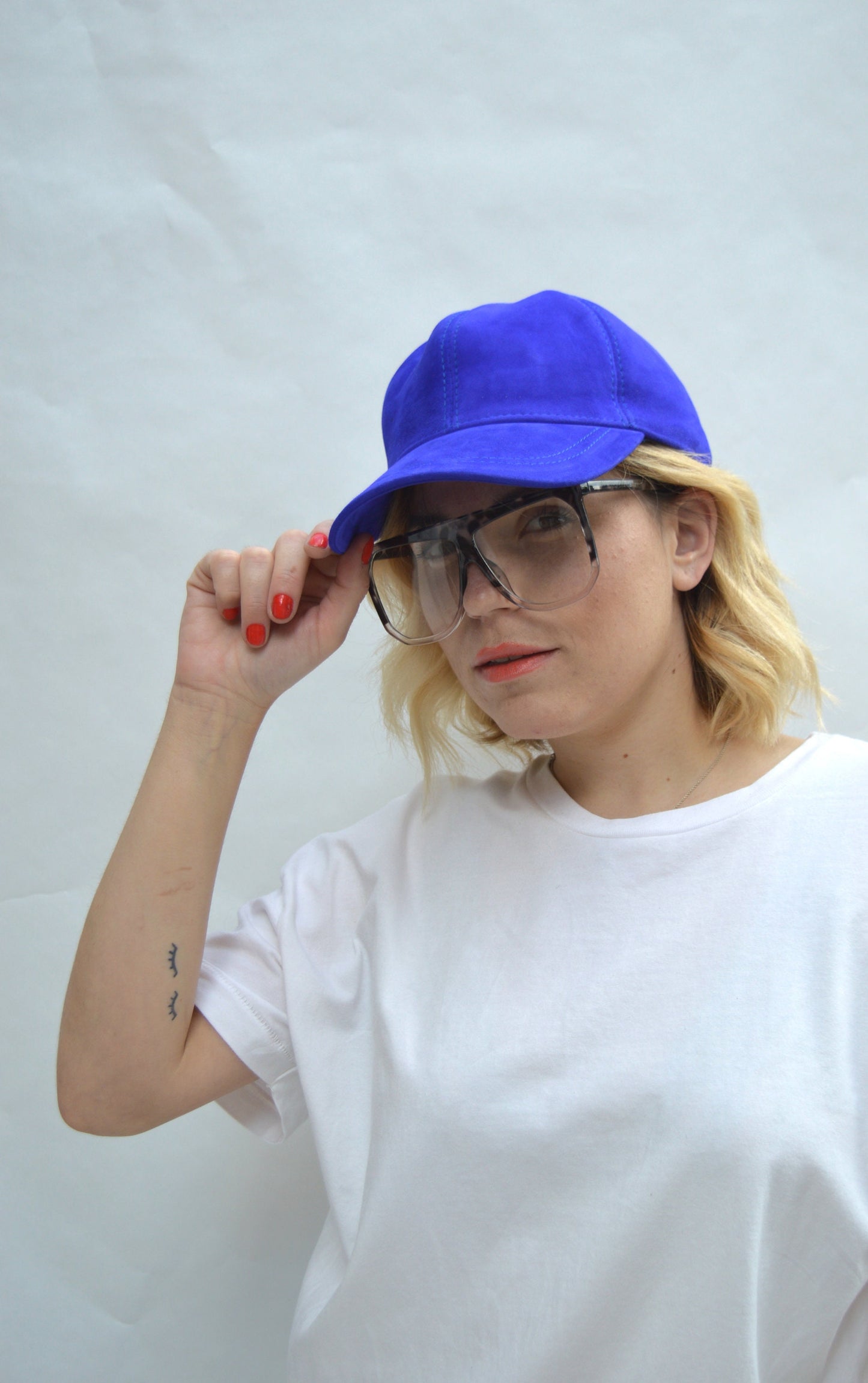 Suede Leather Baseball Cap: Adjustable Genuine Cow Leather