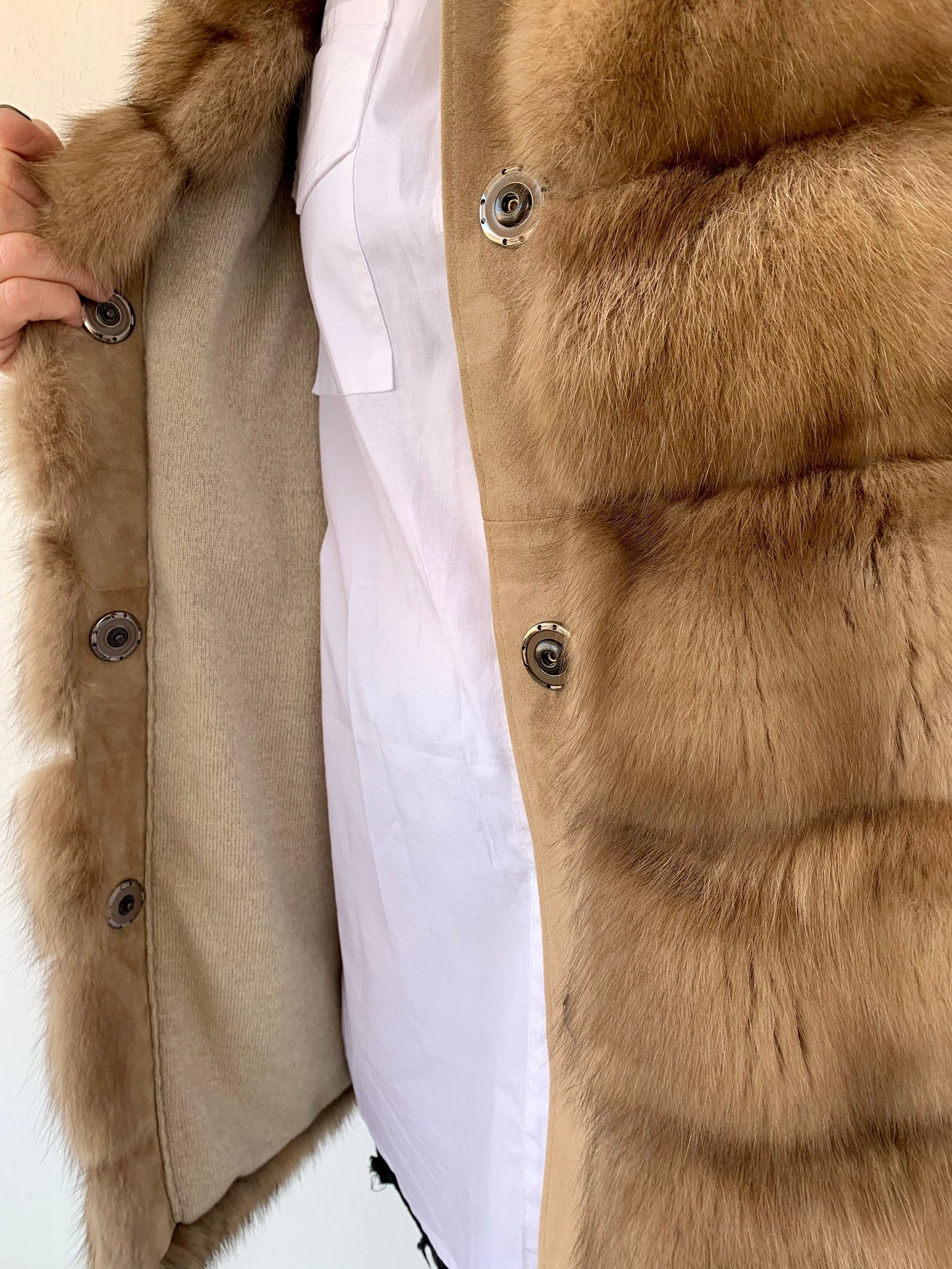 Real Sable Fur Jacket: Tortora Suede Front, Cashmere Lining