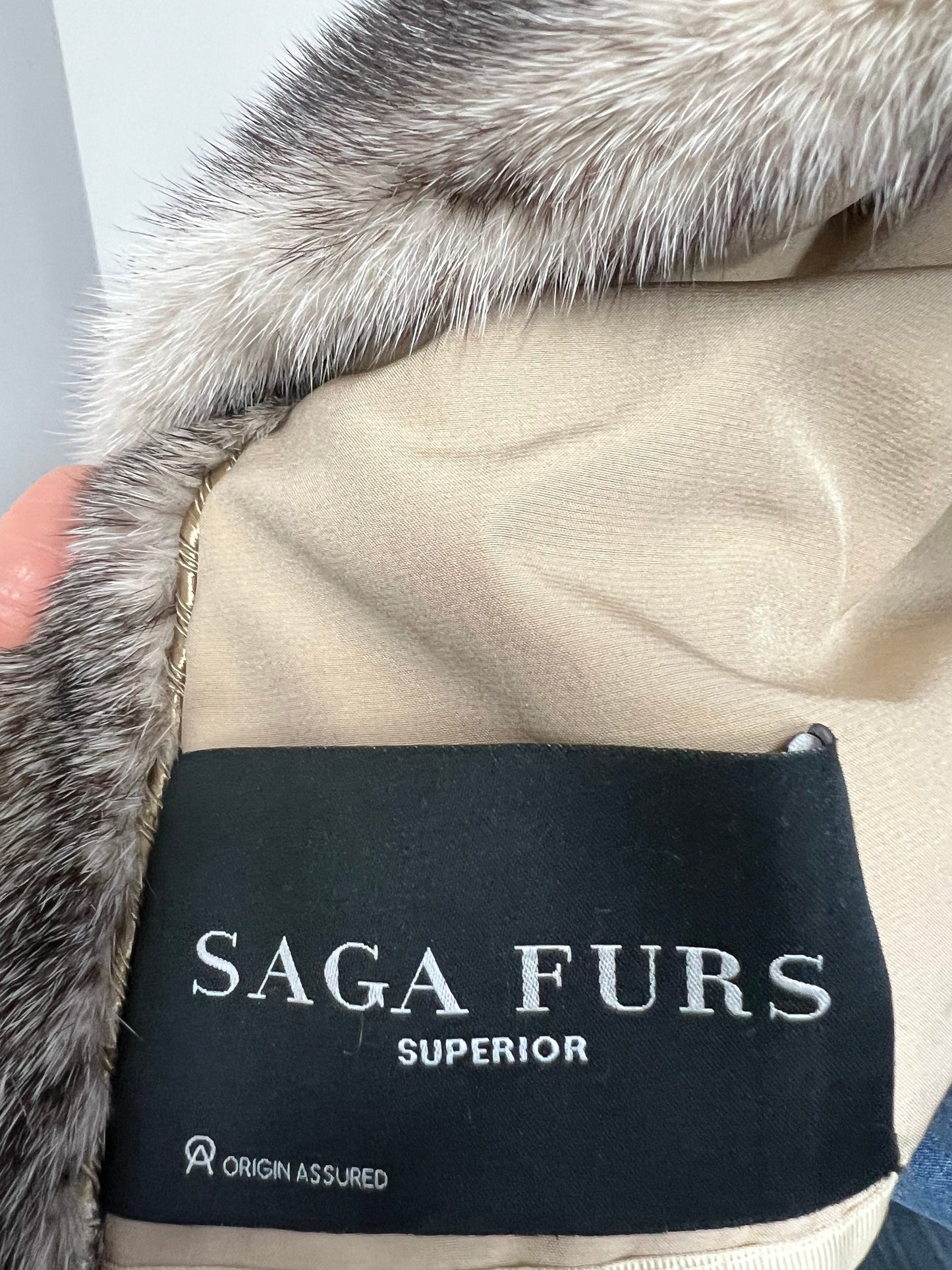 Saga Furs Mink Fur Coat, Black let out stroller Cross, XL