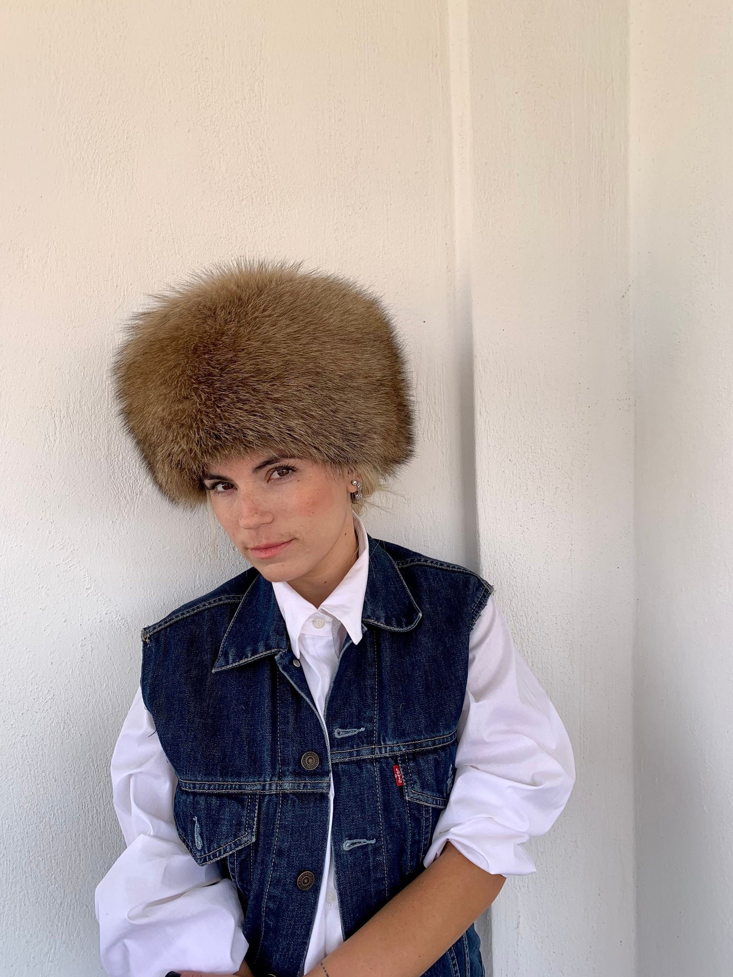 Real Camel Fox Fur Cossack Hat, Saga Assured, Padded Winter Hat