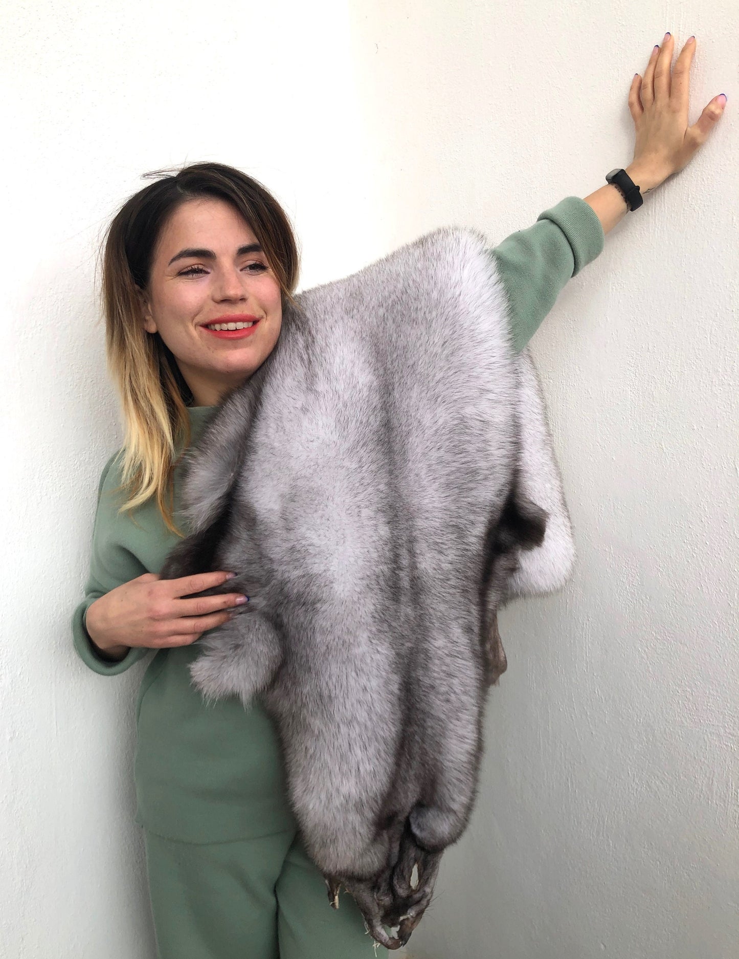 Genuine Blue Fox Fur Pelt: Luxury DIY Craft Material huge skin from Saga auction.