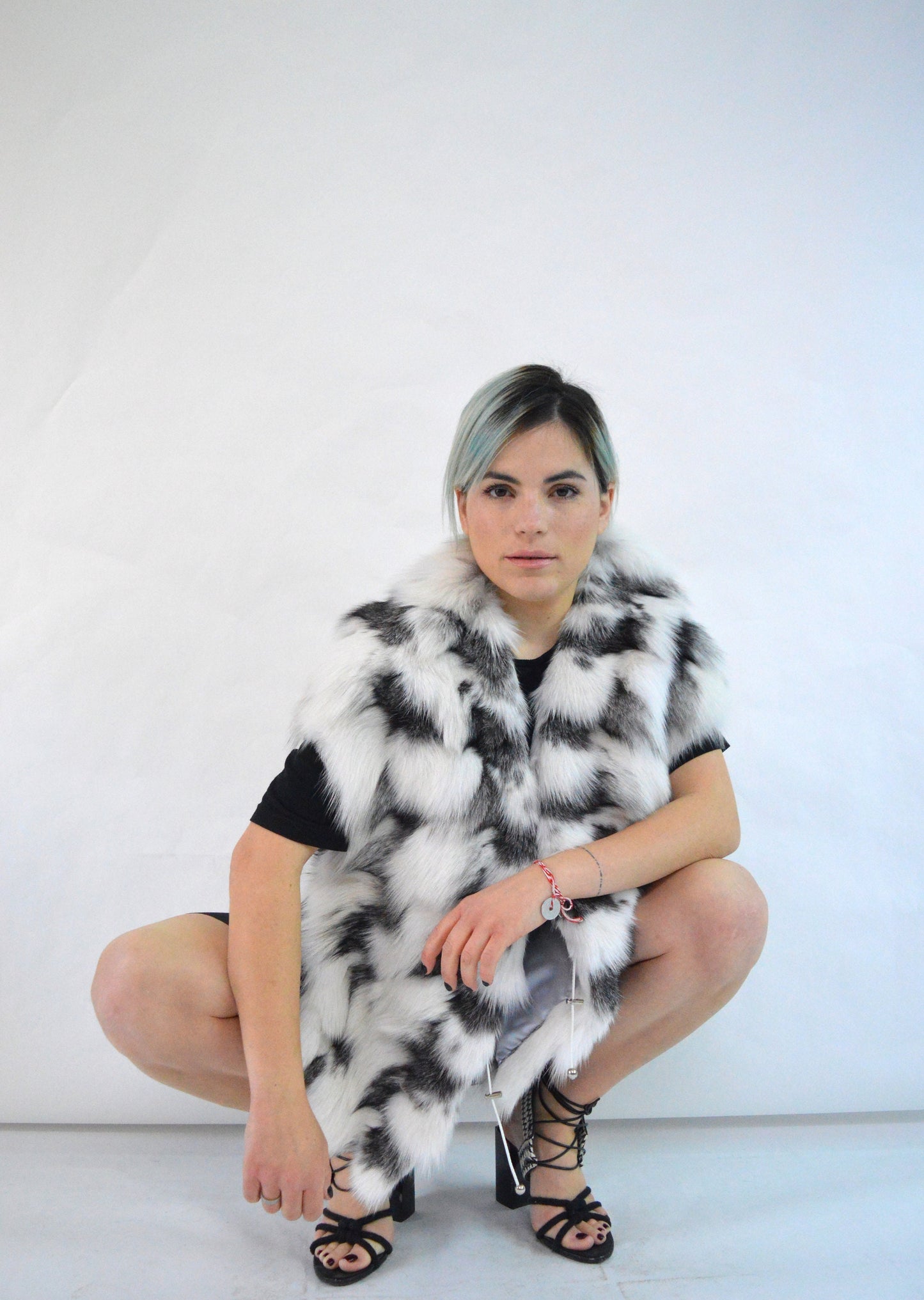 White Fox Fur Stole: Bridal Bolero Shawl, Size Small
