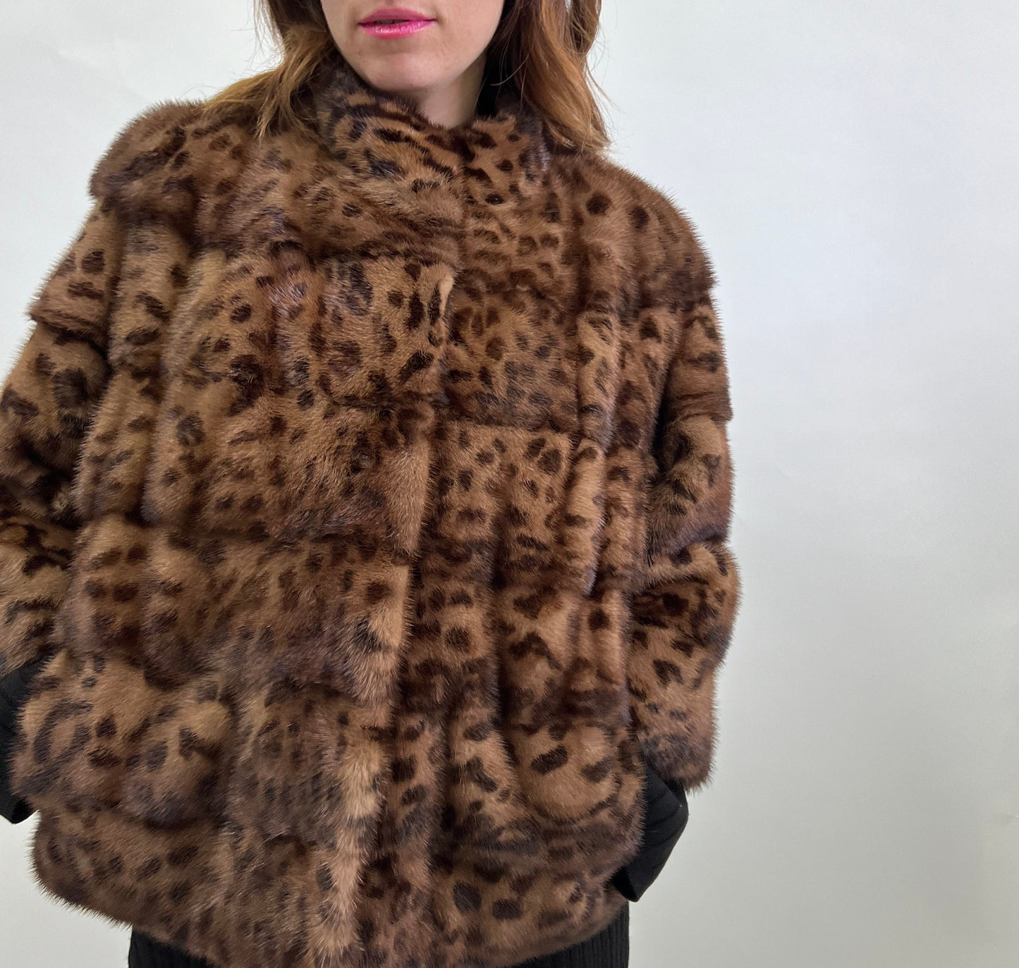 Leopard Print Mink Fur Jacket: Demi Buff, Saga Chic Style