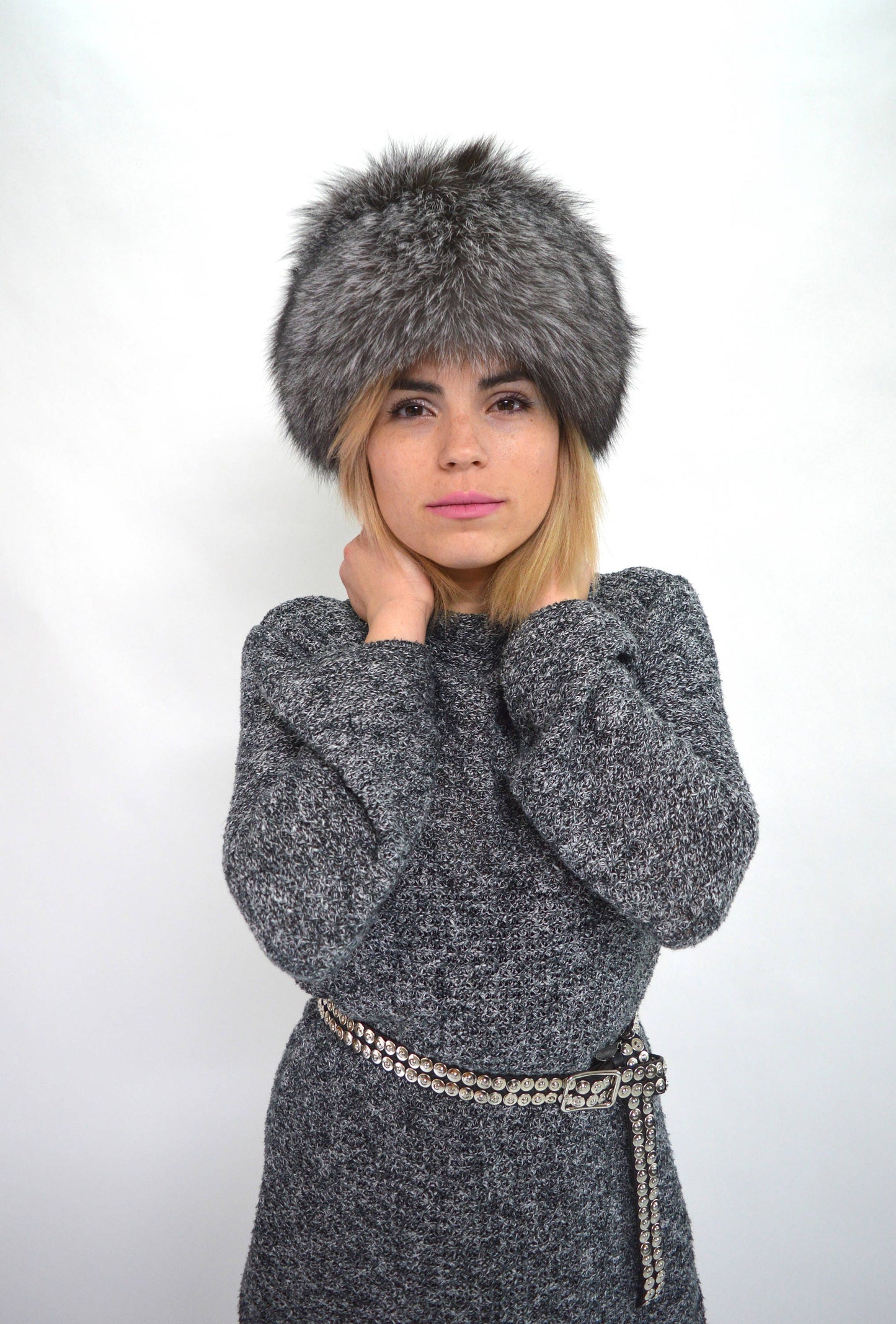 Handmade Silver Fox Fur Cossack Hat, Winter Fur Cap