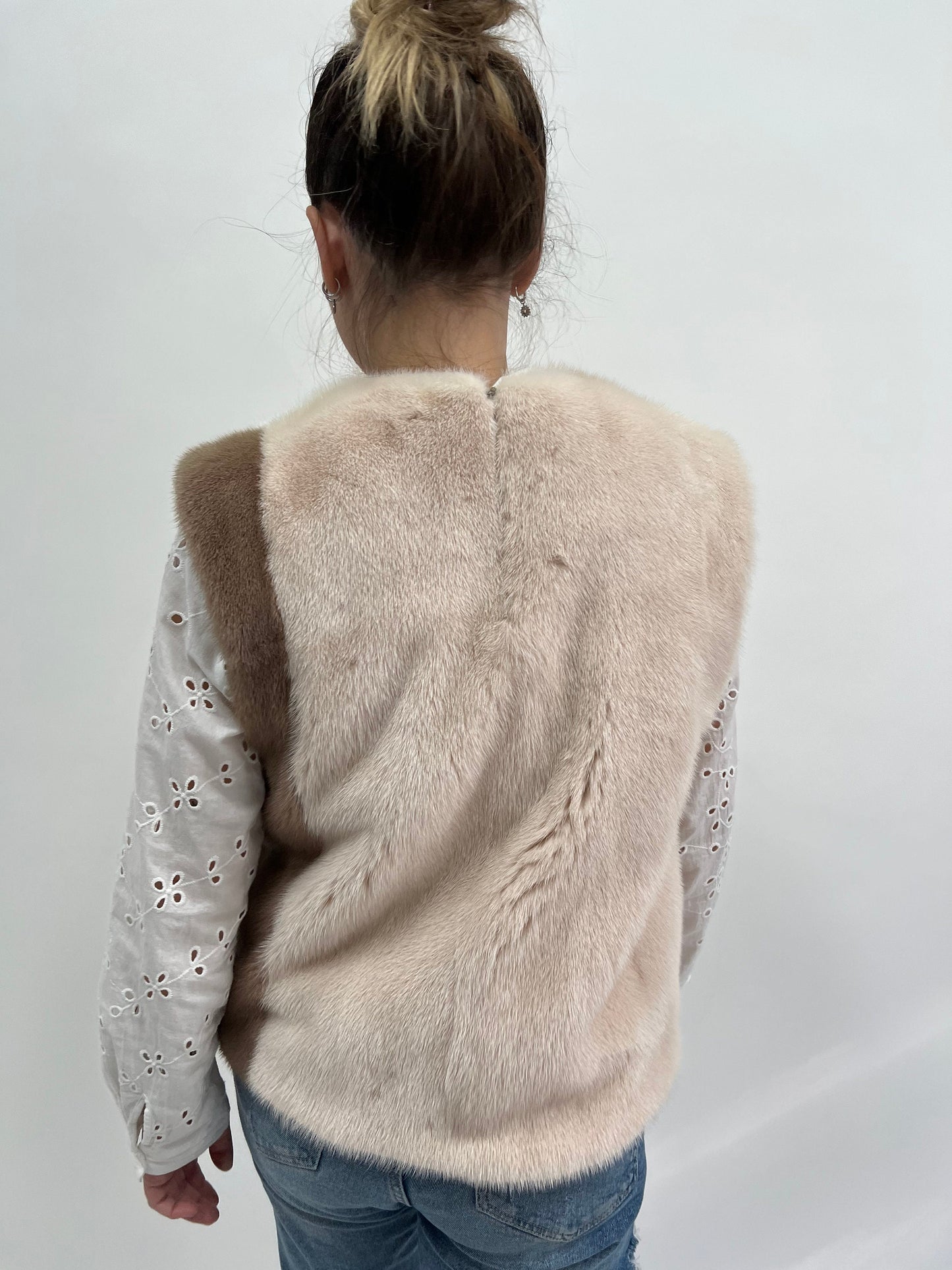Two-Tone Mink Fur Vest: Modern Zip Blouse, Luxury Gift