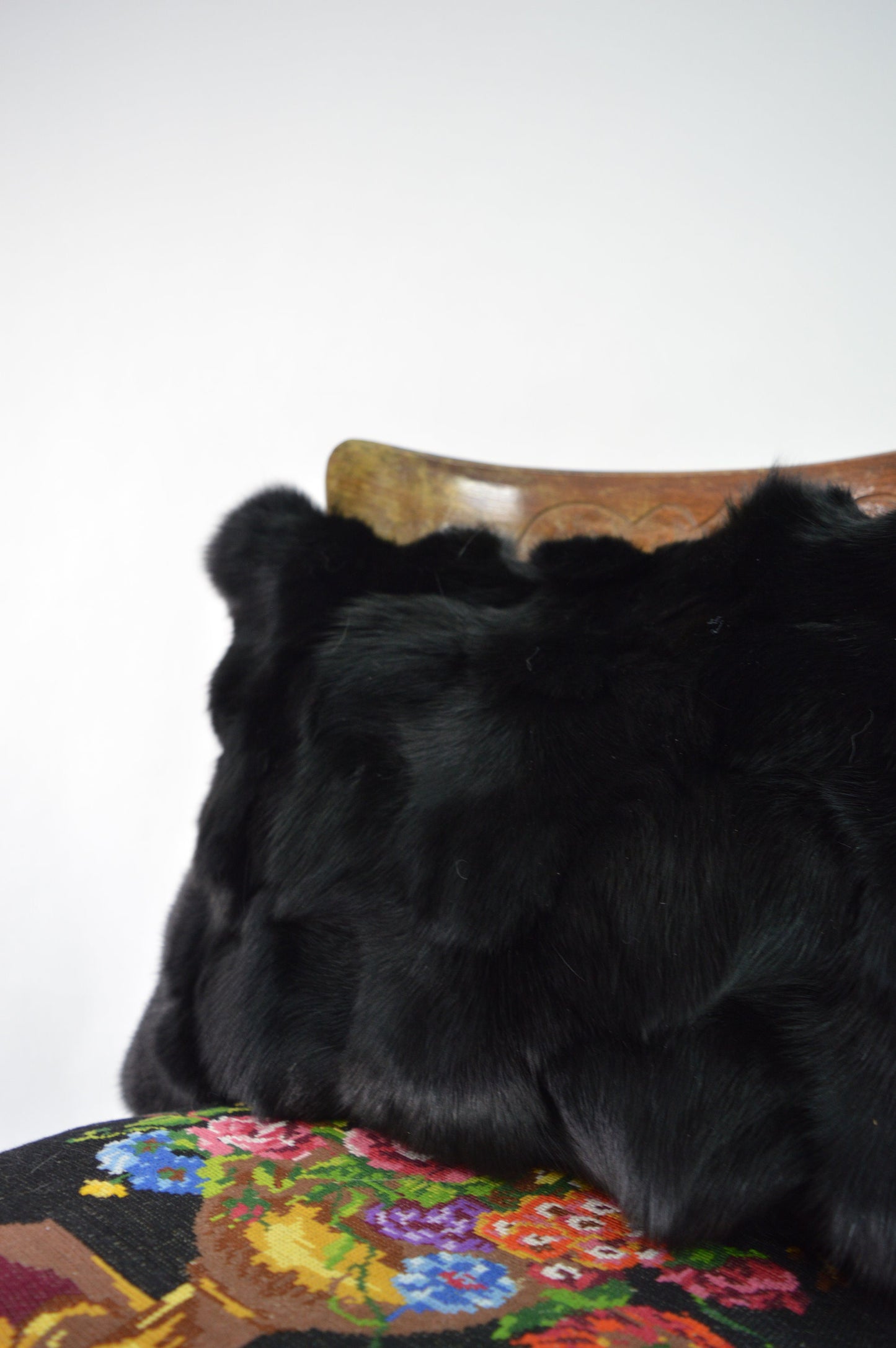 Black Fox Fur Pillow Cover: Genuine Fur Home Decor