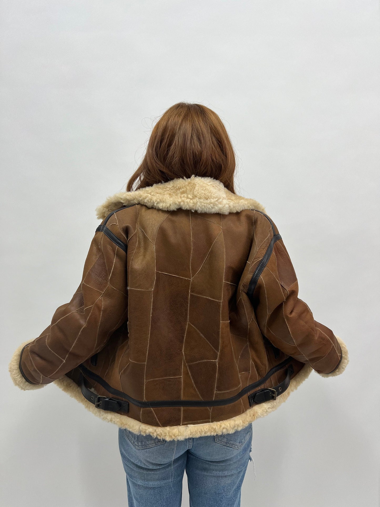 Handmade Shearling Sheepskin Jacket: Leather Trim, Modern Luxury