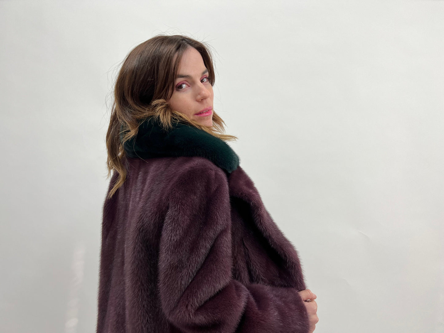 Velvet Mink Fur Coat: Berry & Green Saga Superior Two-Tone