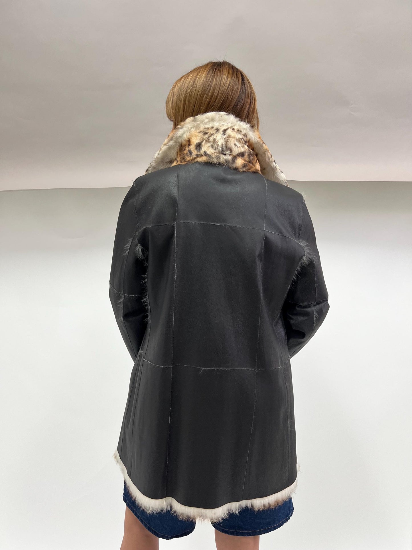 Reversible Leopard Print Rabbit Fur Jacket - Edgy Style
