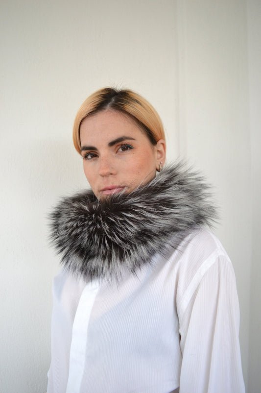 Real Fox Fur Headband Collar: Elastic Winter Loop Scarf
