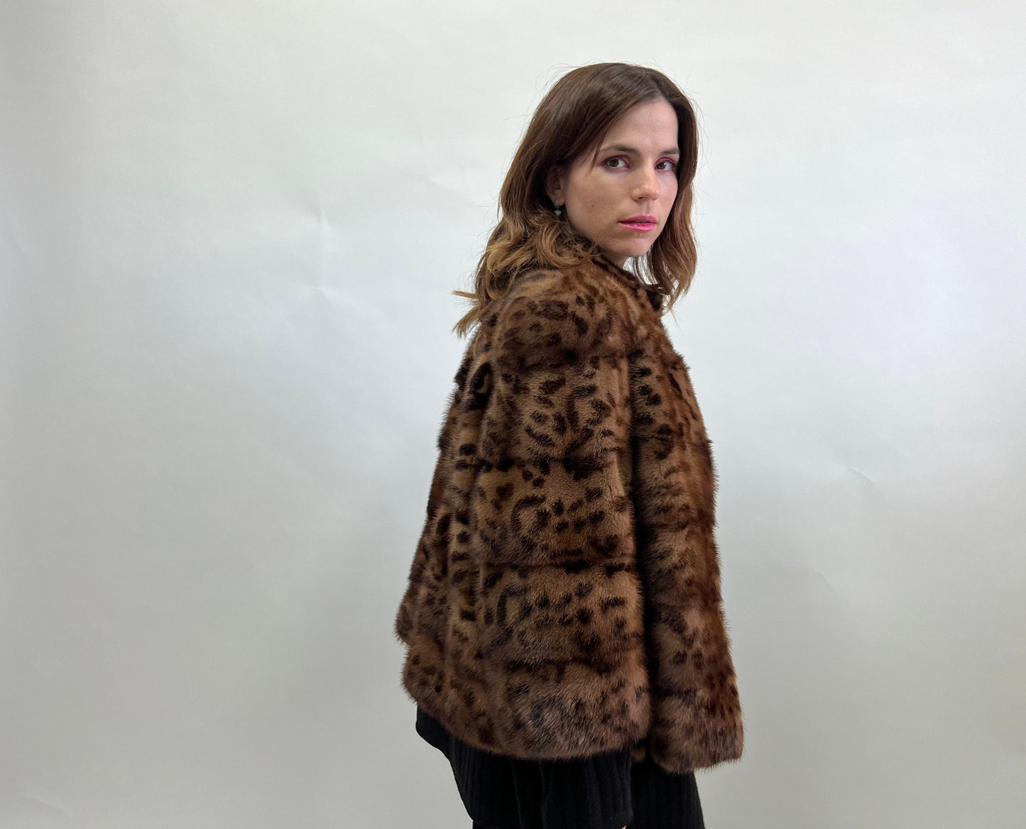 Leopard Print Mink Fur Jacket: Demi Buff, Saga Chic Style