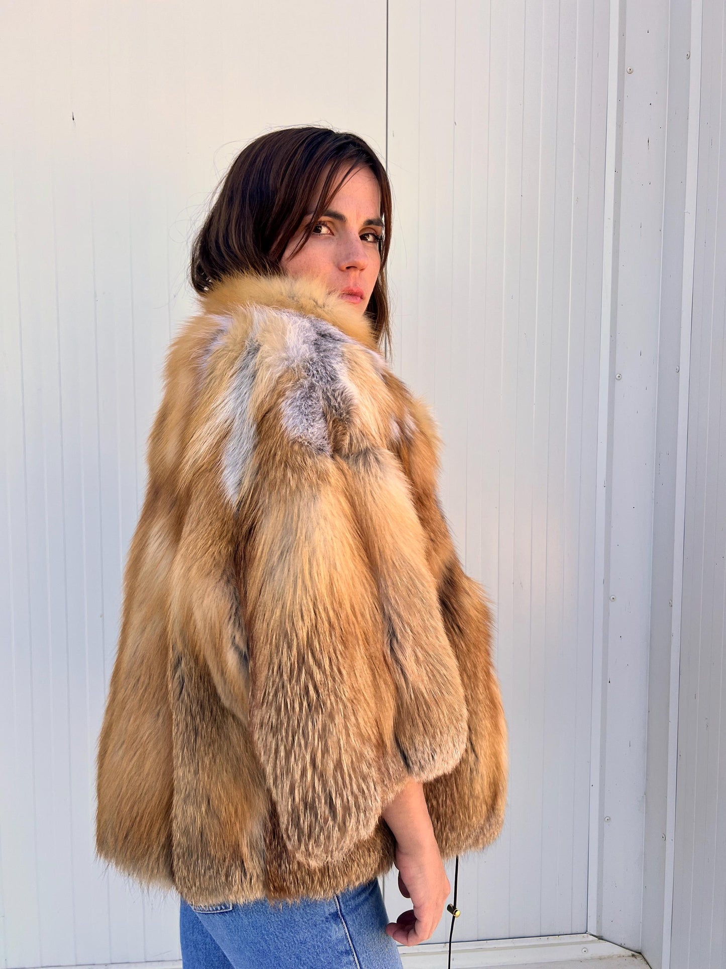 Handmade Red Fox Fur Jacket: Soft, Lightweight, with Collar