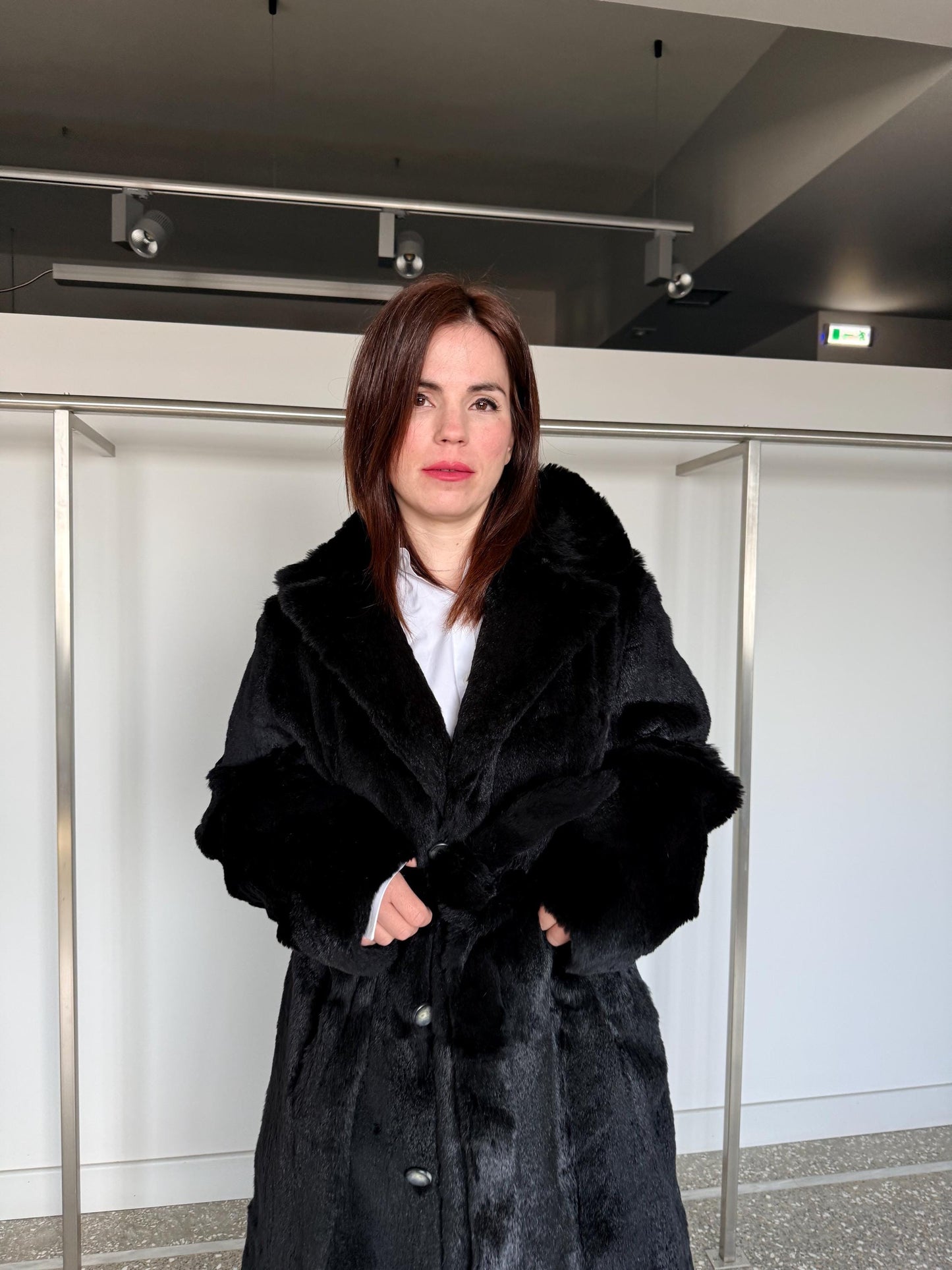 Handmade Black rex rabbit Fur Jacket:Reversible  super warm Sheepskin Coat