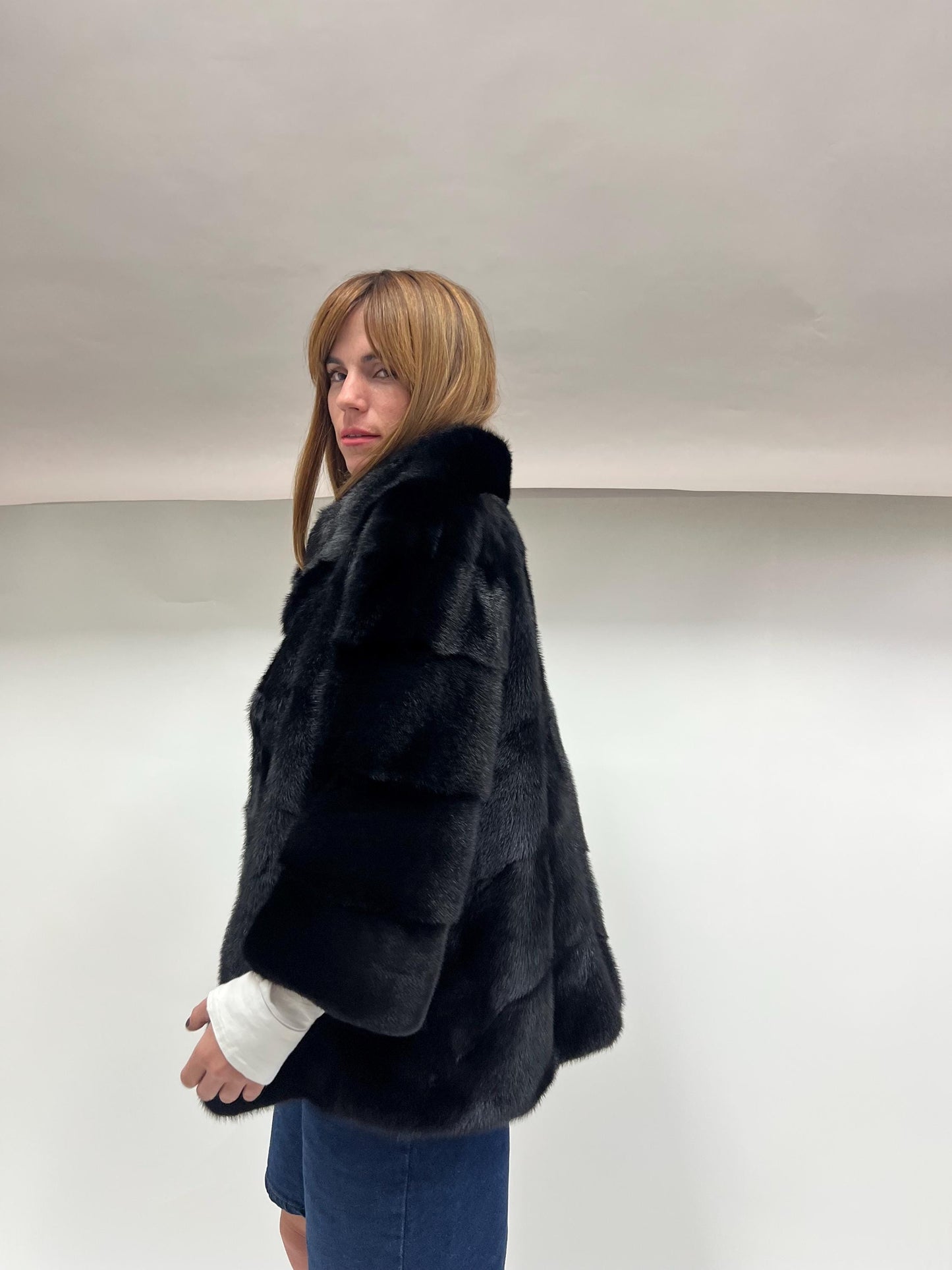 Real Black Mink Fur Coat - Copenhagen Pelt, Lightweight