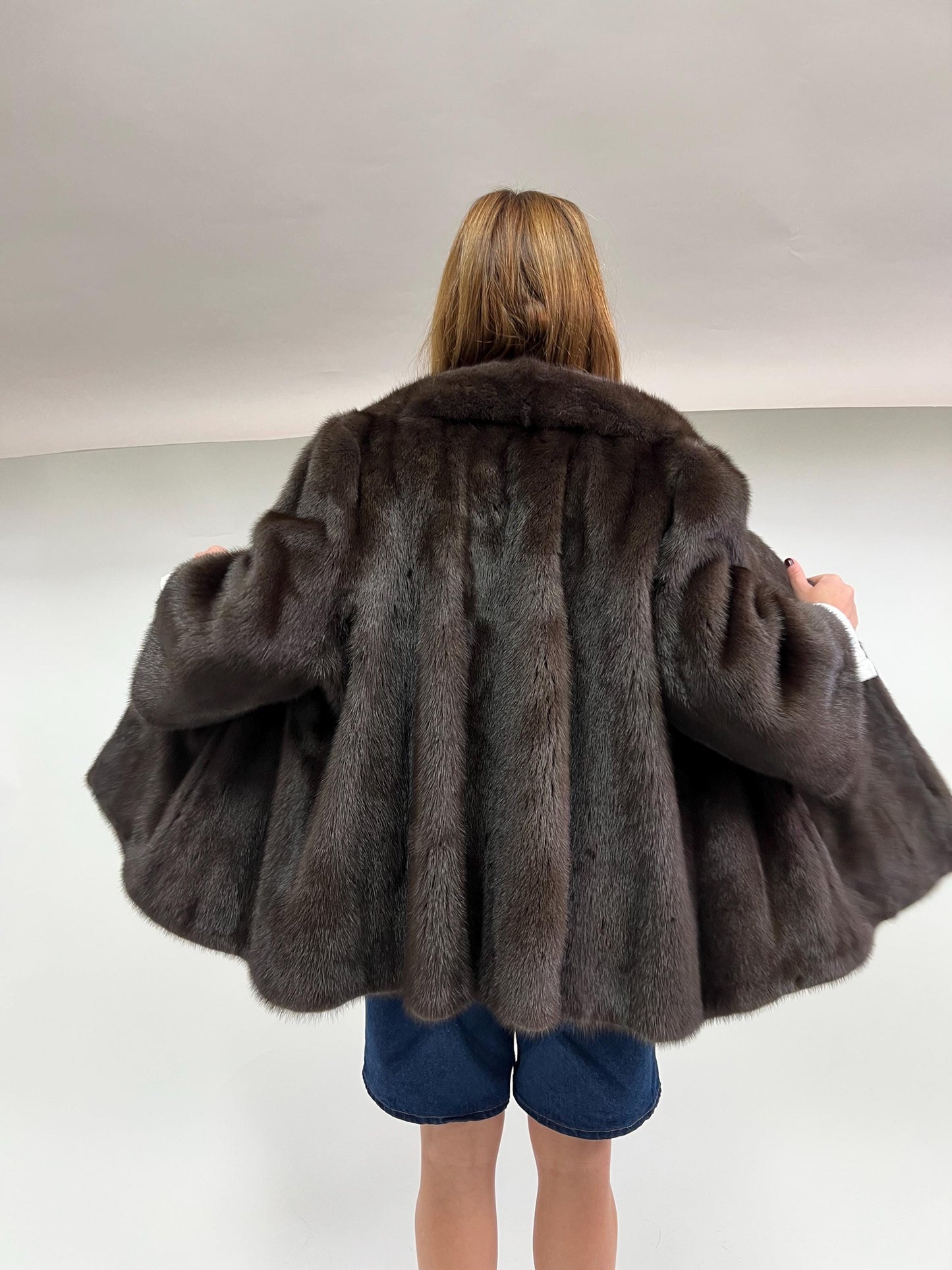 Saga Quality Chestnut Mink Fur Jacket: Edgy Stand Up Collar