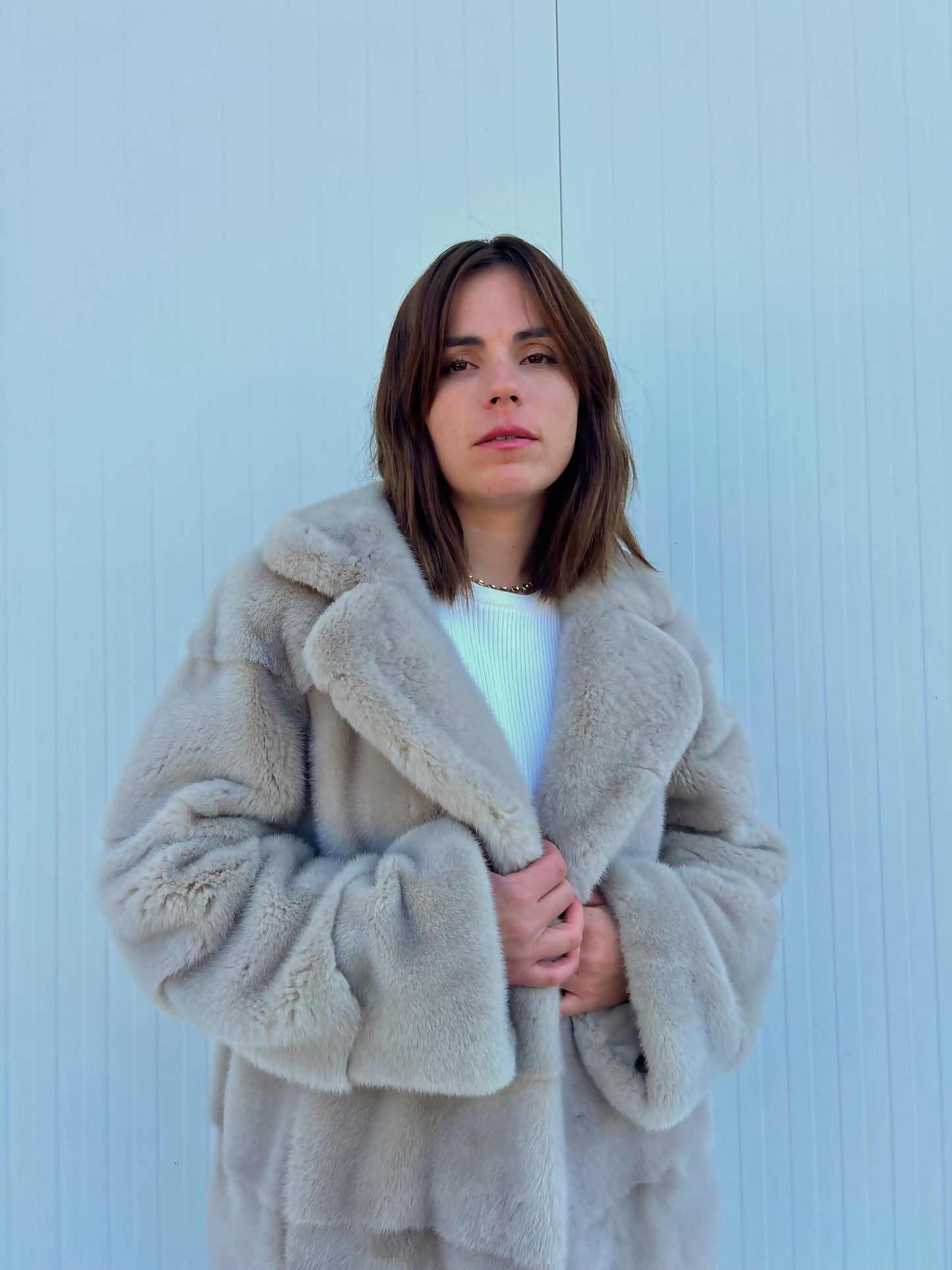 Genuine Cream Mink Fur Jacket, Saga Mink Pelts, Handmade in Greece