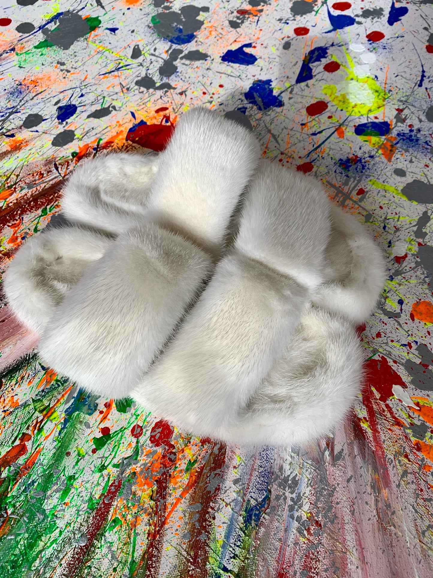 Red Mink Fur Slides: Luxury Fur Slippers with PVC Sole