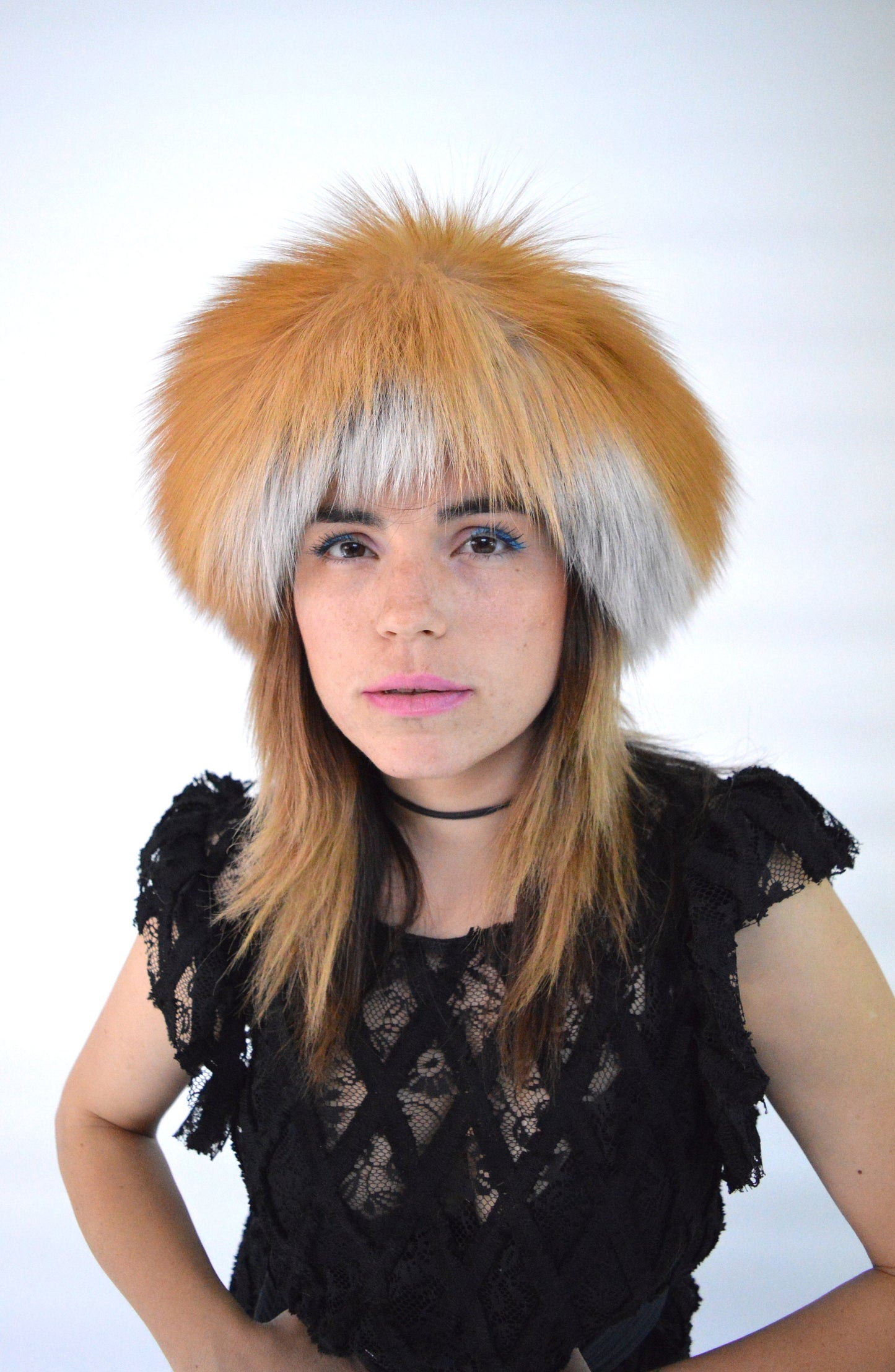 Real Red Fox Fur Headband Collar: Winter Loop Scarf