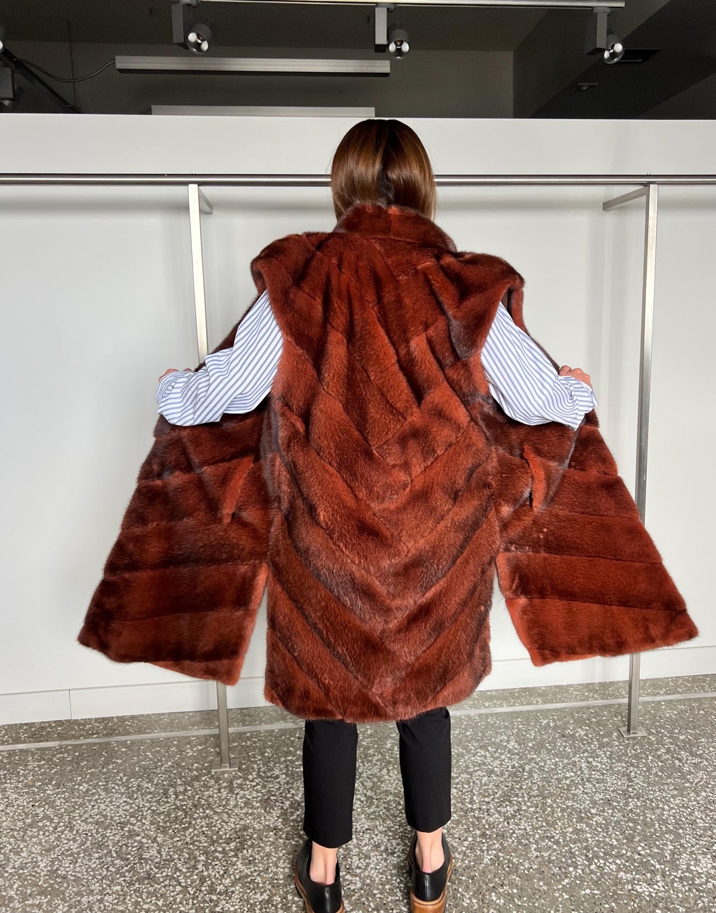 Real Copper Mink Fur Vest - Supple Saga Mink, Size Large