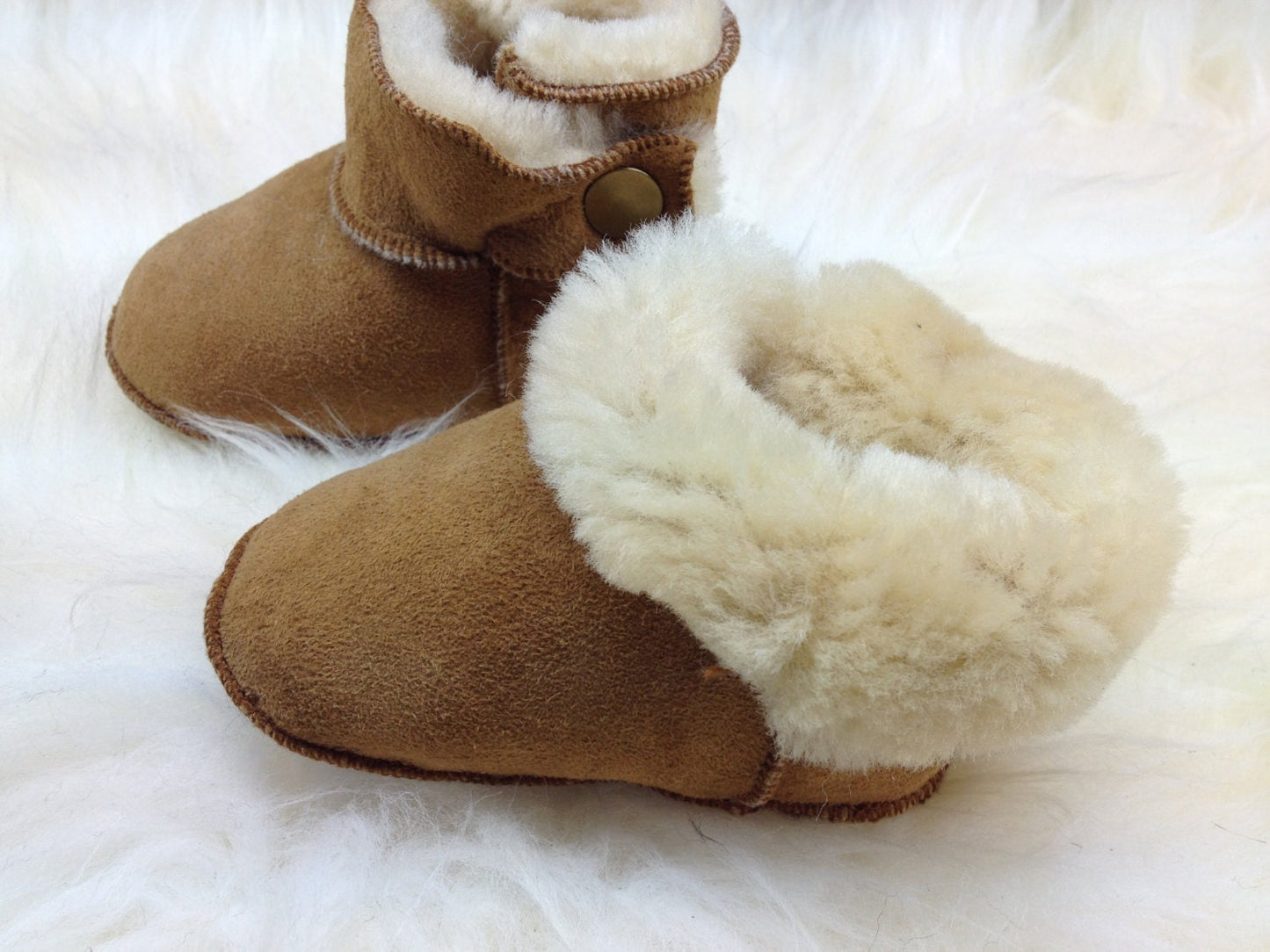 Handmade Shearling Baby Boots: Merino Lambskin Crib Slippers