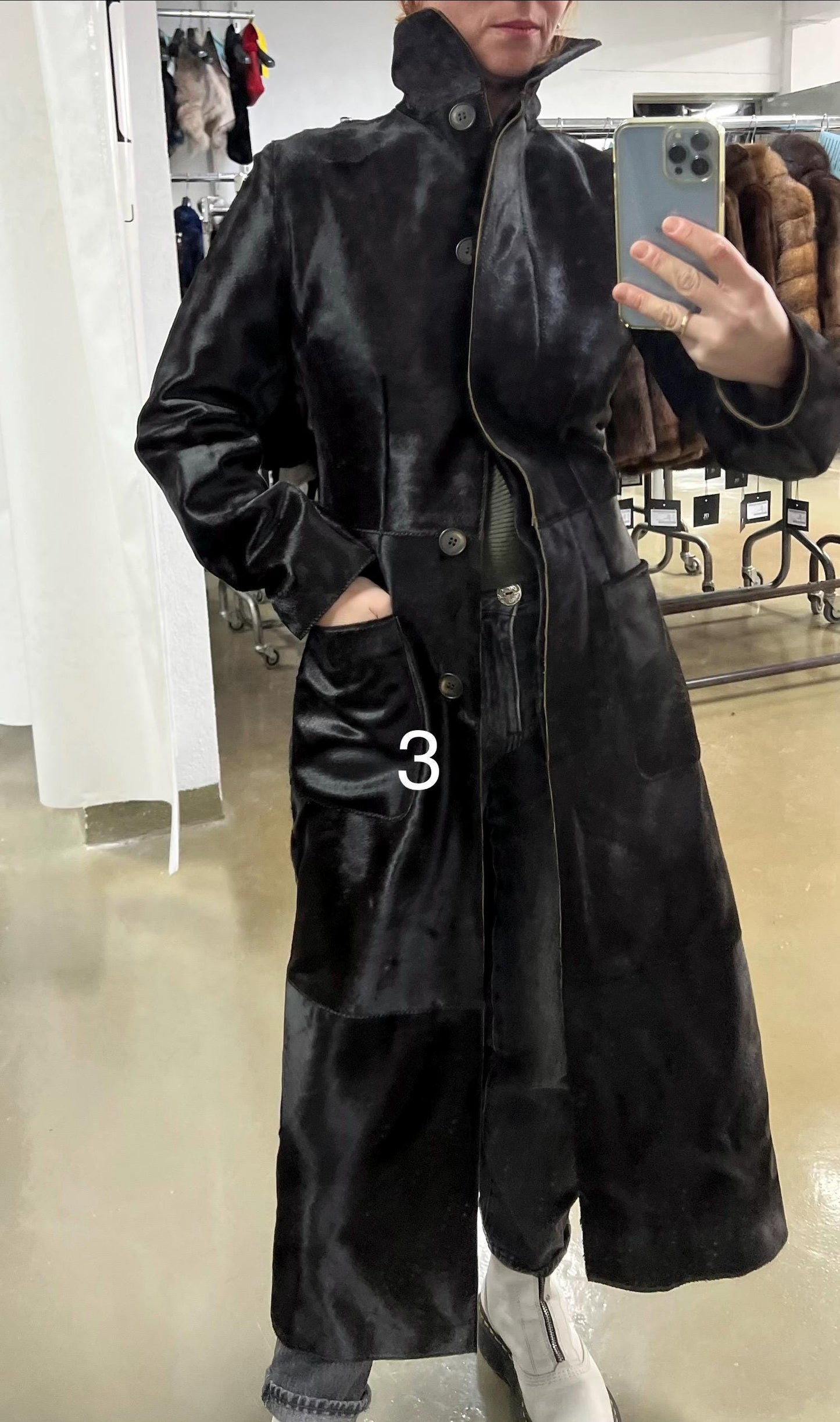 Burgundy Hair-On Leather Coat: Handmade Cavallino Calf Jacket