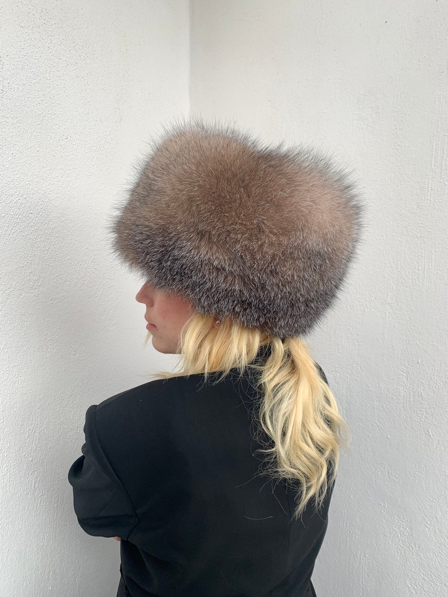 Real Fox Fur Cossack Hat: Tan Brown Winter Head Warmer