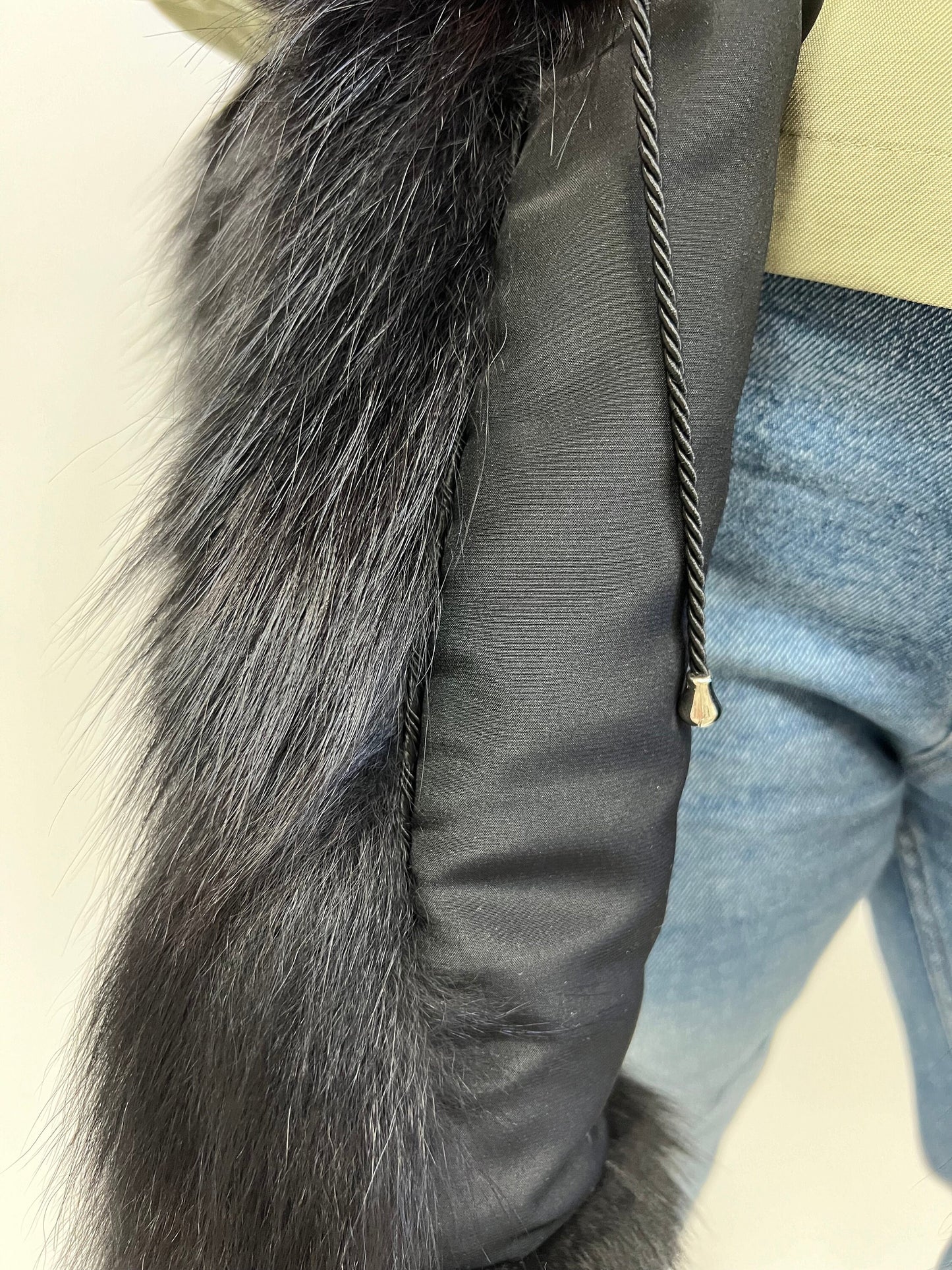 Real Black Fox Fur Vest, Genuine Pelt Winter Jacket, Medium
