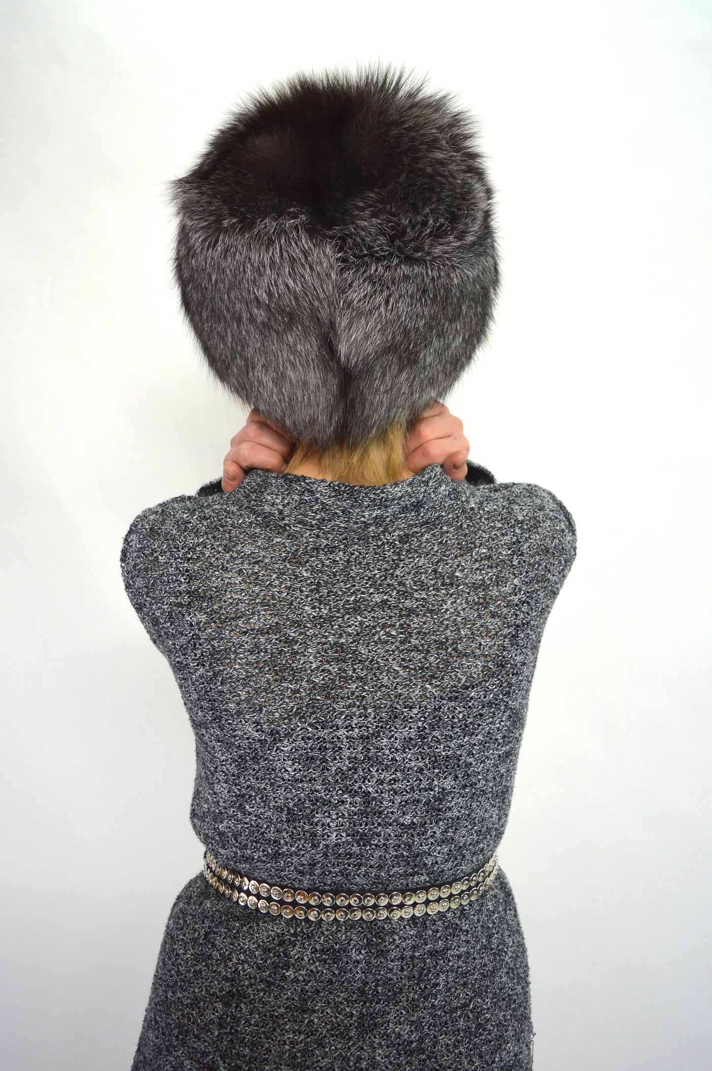 Handmade Silver Fox Fur Cossack Hat, Winter Fur Cap