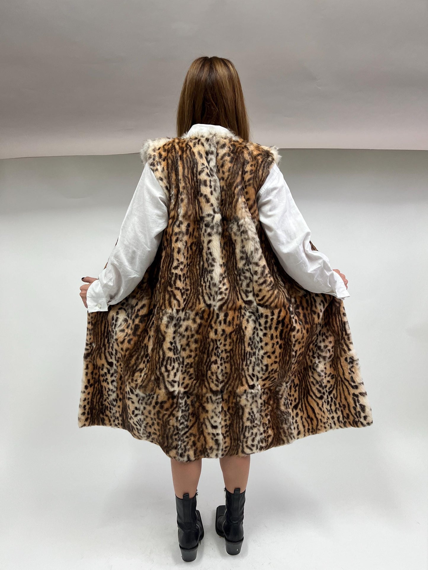 Leopard Print Rabbit Fur Vest - Edgy Style Jacket