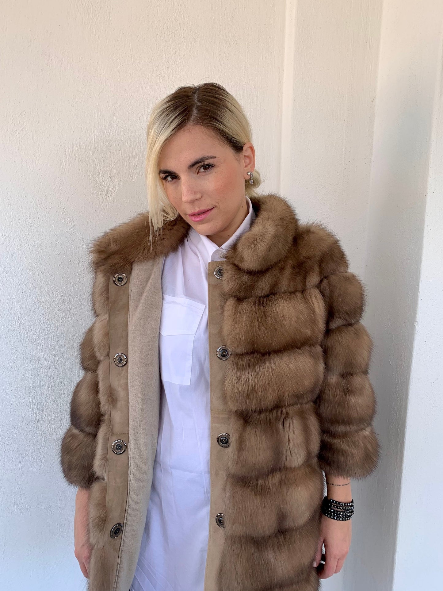 Real Sable Fur Jacket: Tortora Suede Front, Cashmere Lining