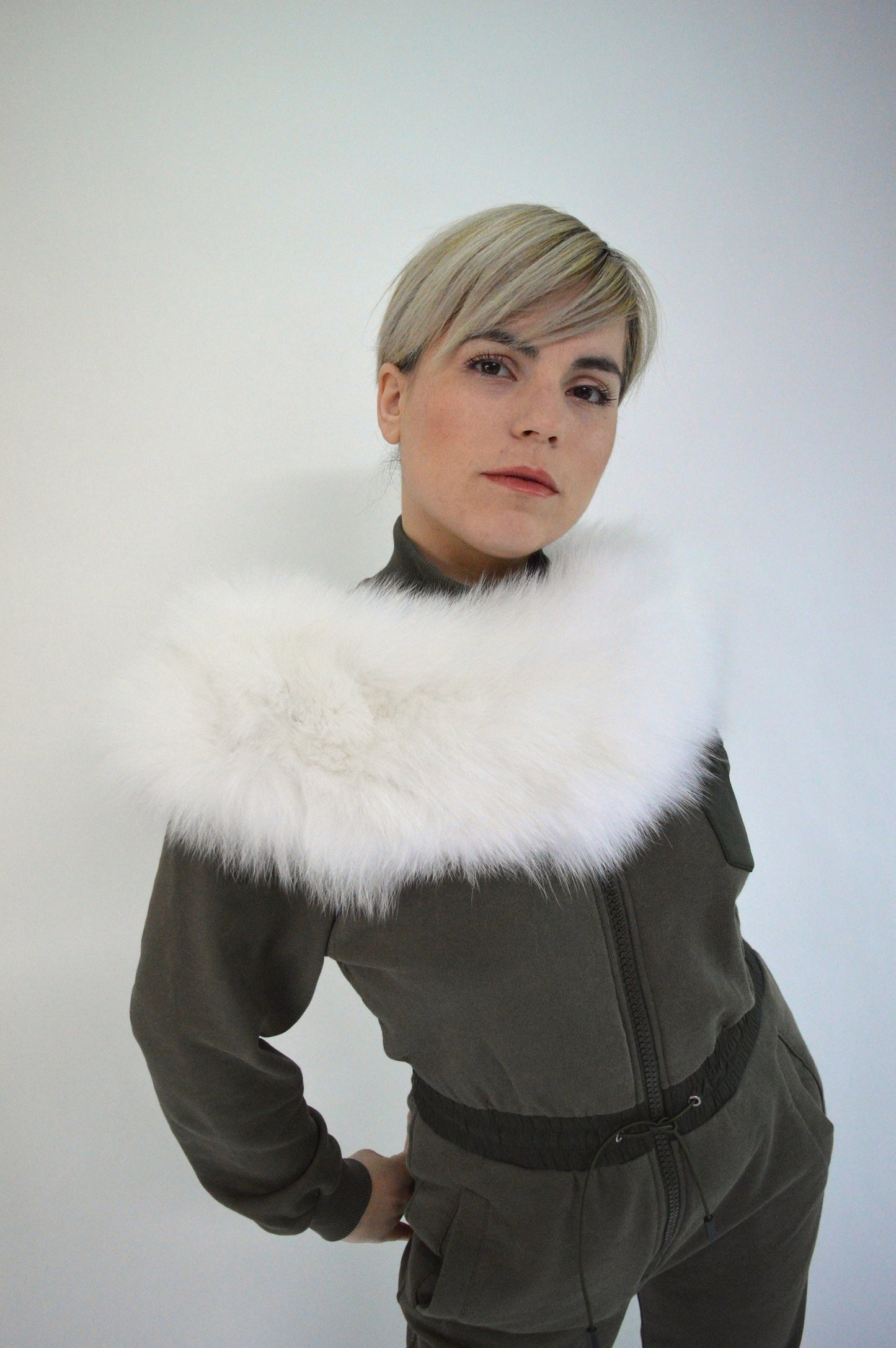 Real White Fox Fur Collar: Bridal Winter Stole