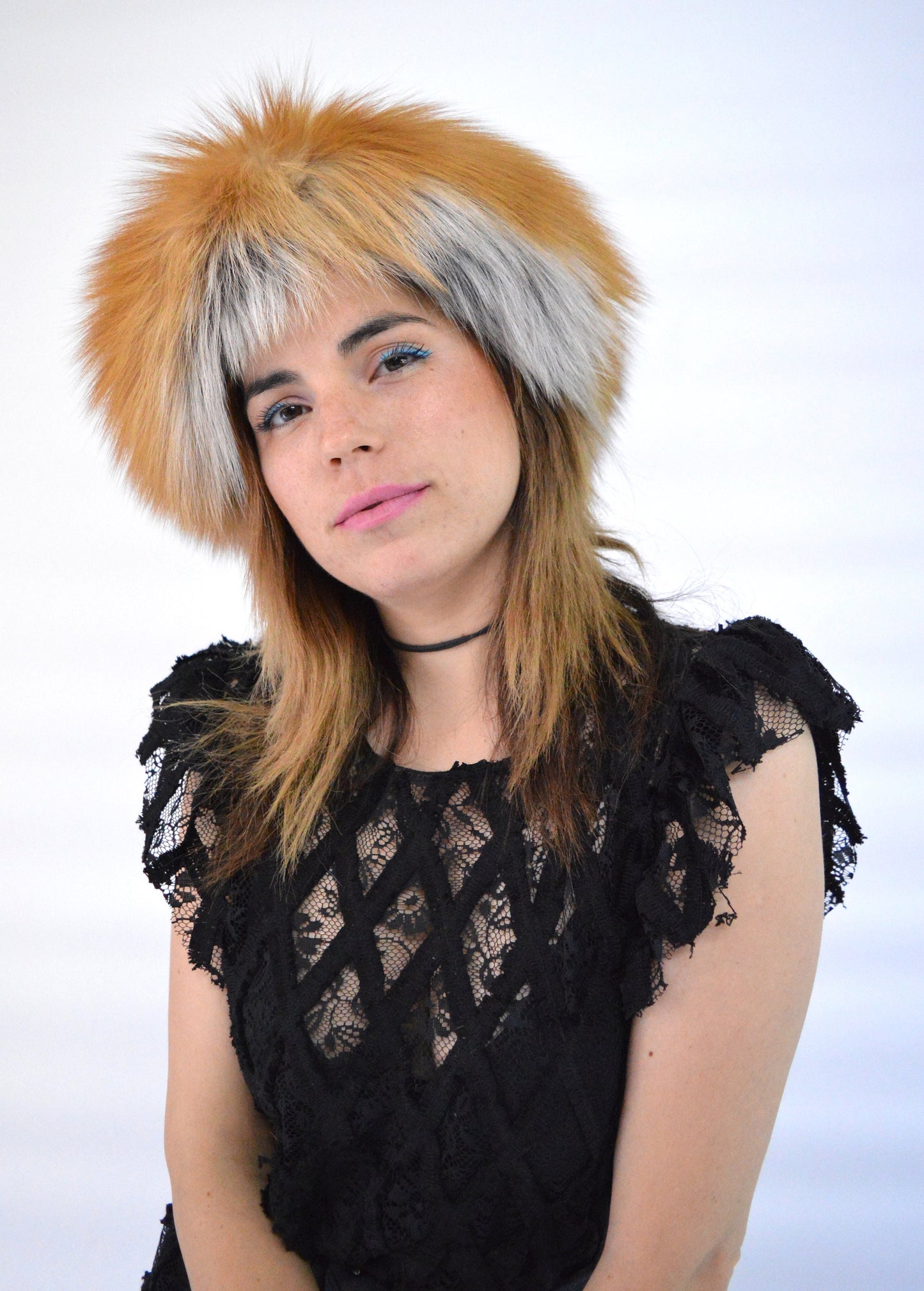 Real Red Fox Fur Headband Collar: Winter Loop Scarf