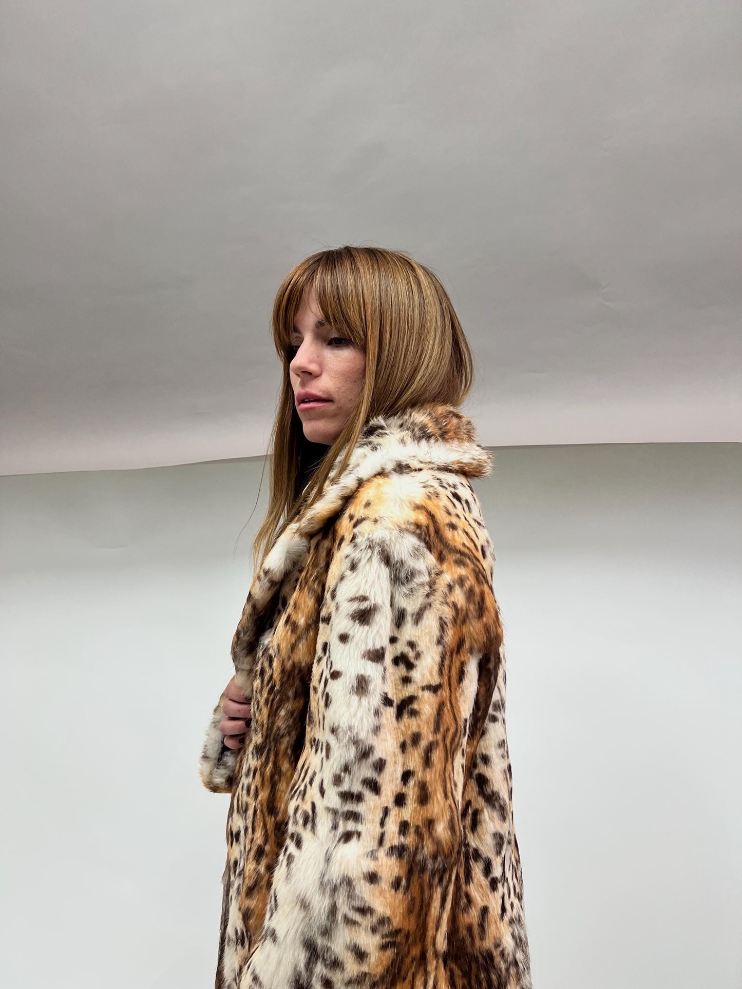 Reversible Rabbit Fur Coat: Brown Leopard Print Jacket