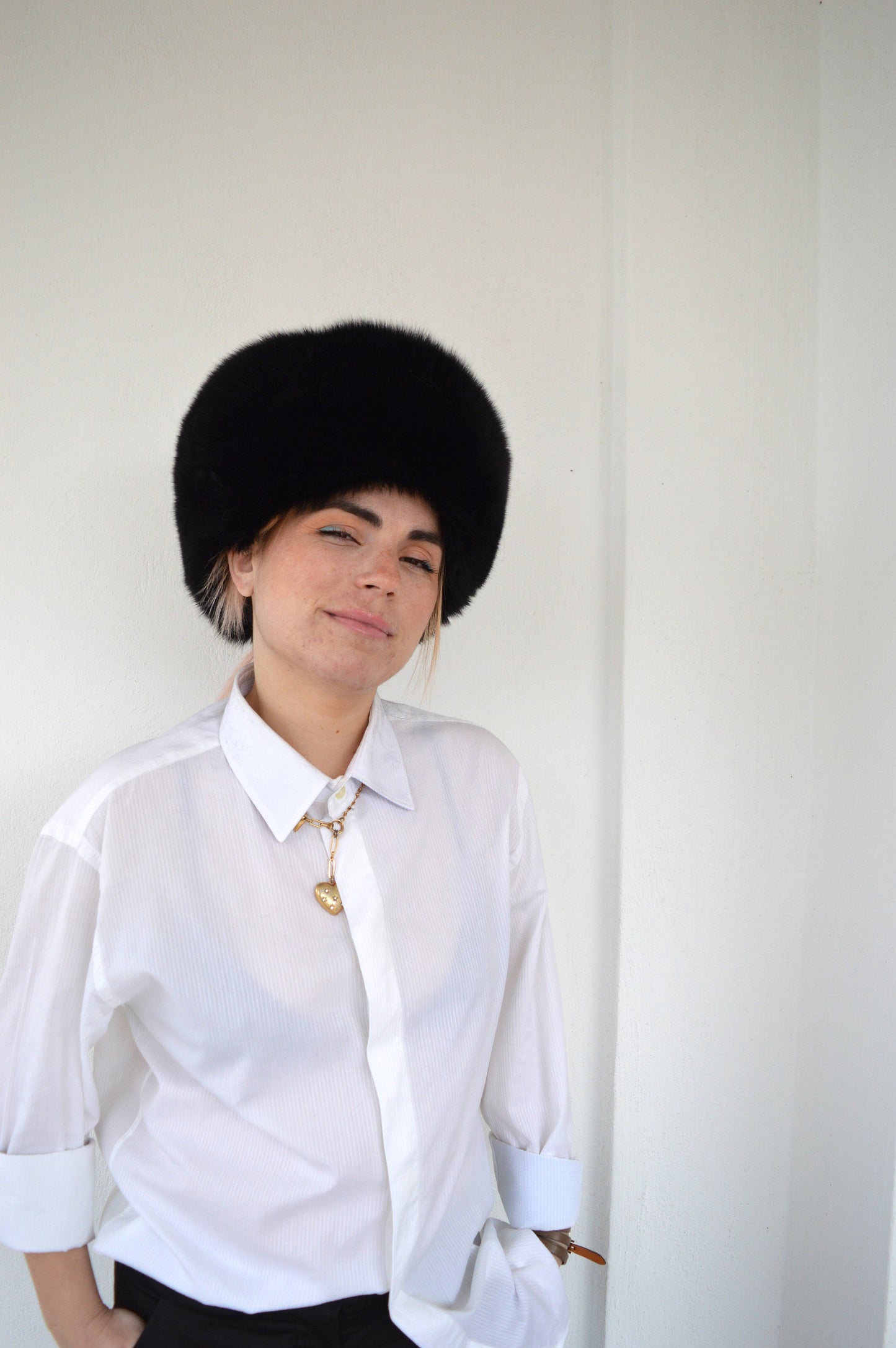 Real Black Fox Fur Cossack Hat: Winter Head Warmer