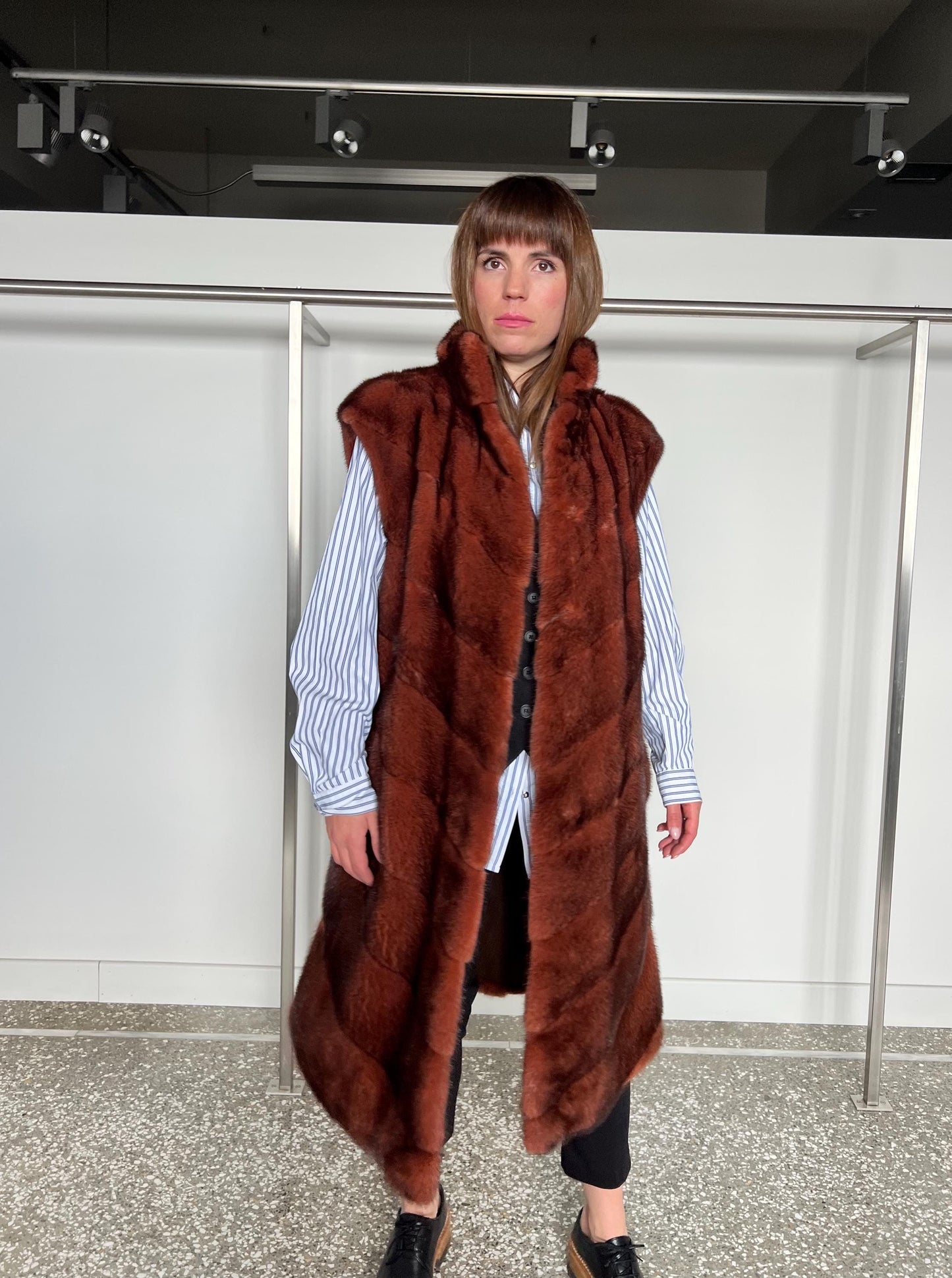 Real Copper Mink Fur Vest - Supple Saga Mink, Size Large