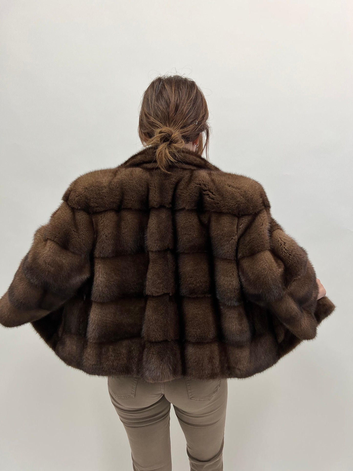 Demi Buff Mink Fur Bolero Jacket: Horizontal Collar, Full Skin