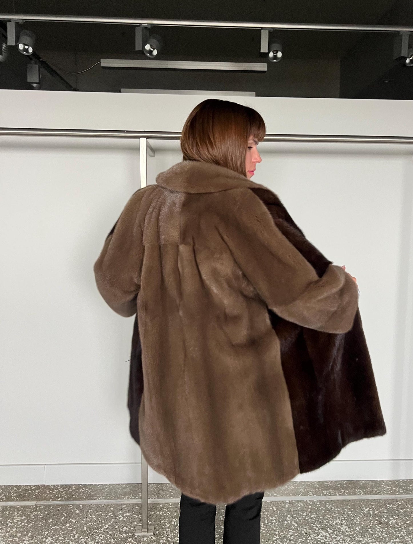 Saga Mink Fur Coat: Dark Brown & Camel, Handmade in Greece
